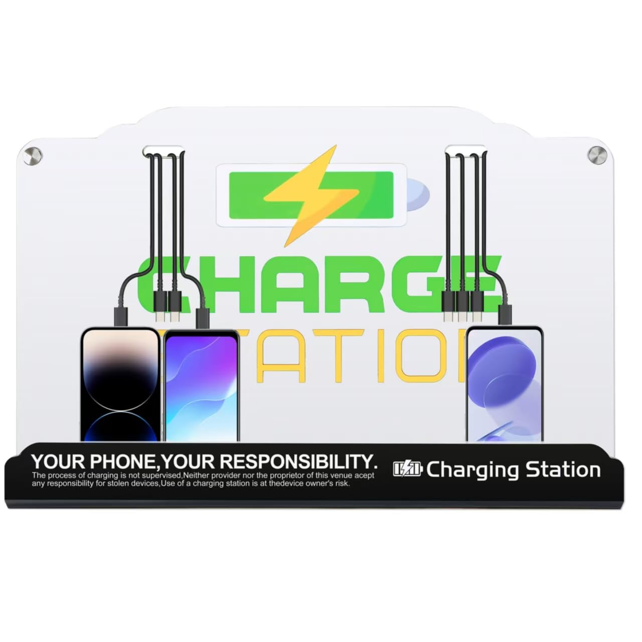 Wall Mount Charging Station with 8 Ports Phone Charger with Type-C,Android Port | Applicable for Applicable Airport Hospitals Banks Hotel and Public Places (White)