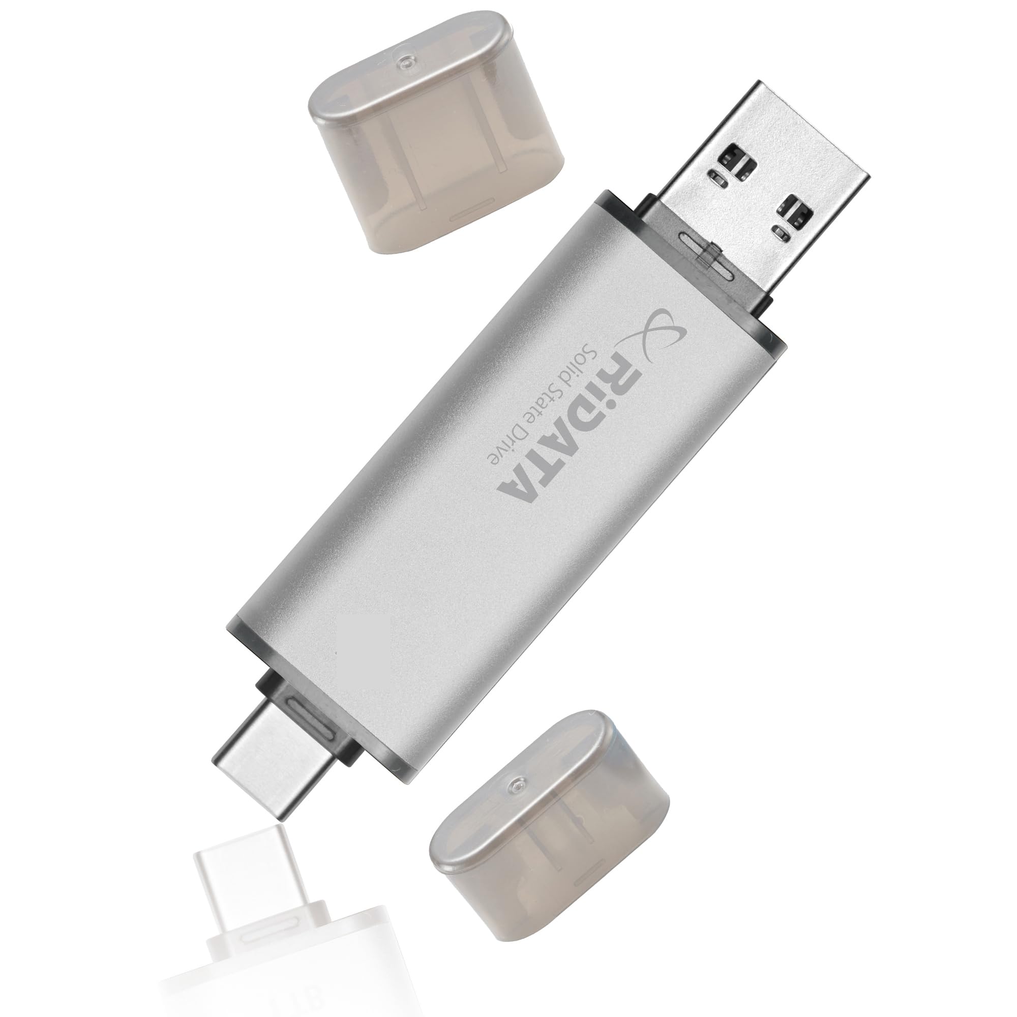 Ridata UV903 Silver 2TB Portable SSD External Solid State Drive, Read/Write Speed up to 1050MB/s & 900MB/s, USB 3.2 Gen 2 OTG USB C & USB A, Thumb Drive, Compatible for Phone/PS5/Android/Windows/Mac