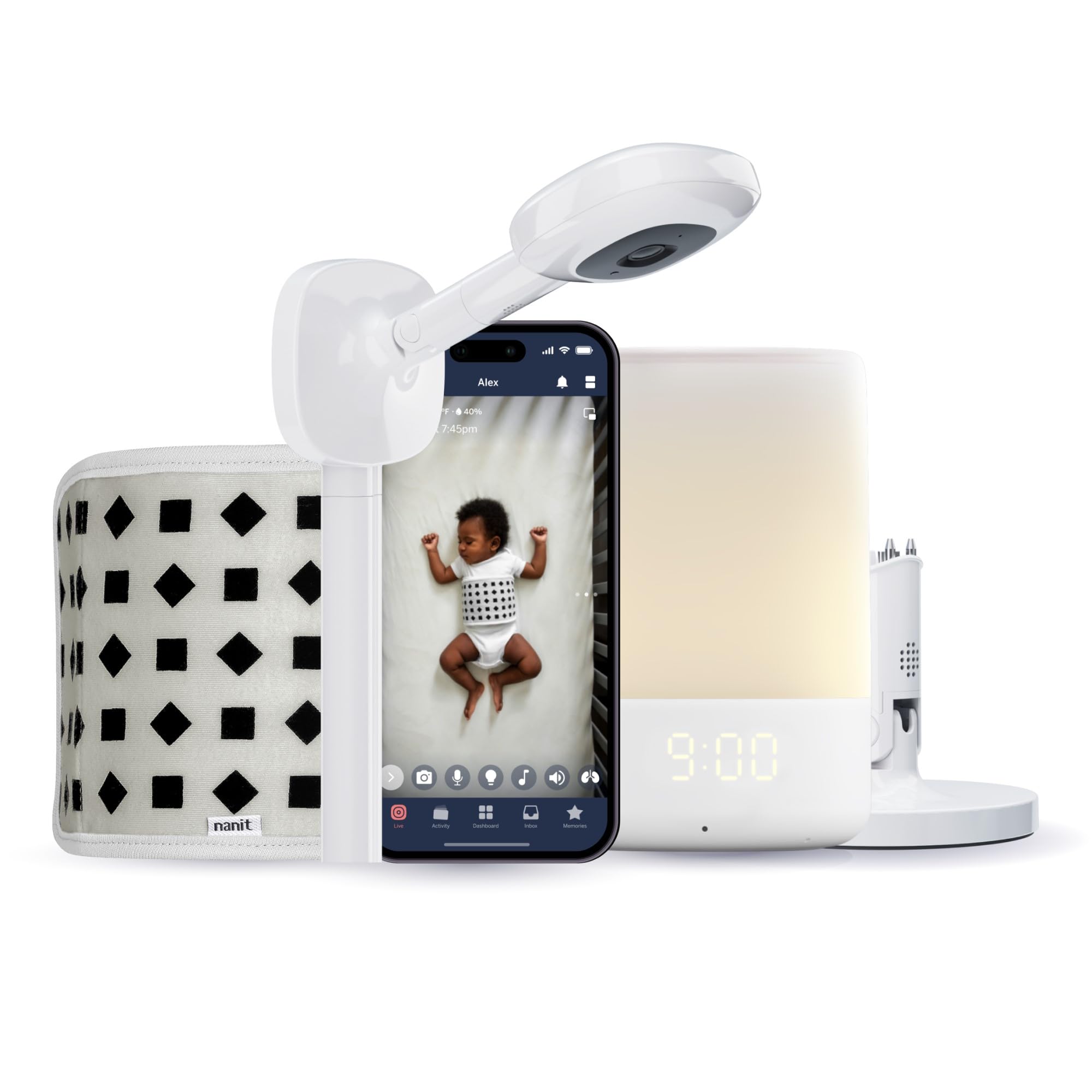 Nanit Superior Sleep Set - Includes Newborn Baby Essentials Pro Camera with Wall Mount, Travel Stand, and The Sound + Light Audio Monitoring Machine & Baby Night Light