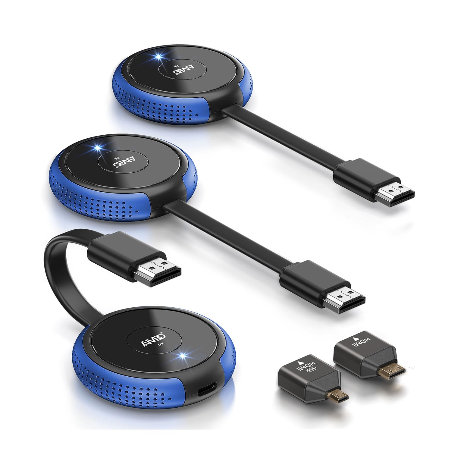 TIMBOOTECH 4K Wireless HDMI 2 Transmitters & 1 Receiver, 2.4/5.8GHz HDMI Wireless Multiple TX, Streaming Video &Audio Extender for Laptop, DSLR, TV Box, Smartphone to Monitor, Projector, TV - 165FT