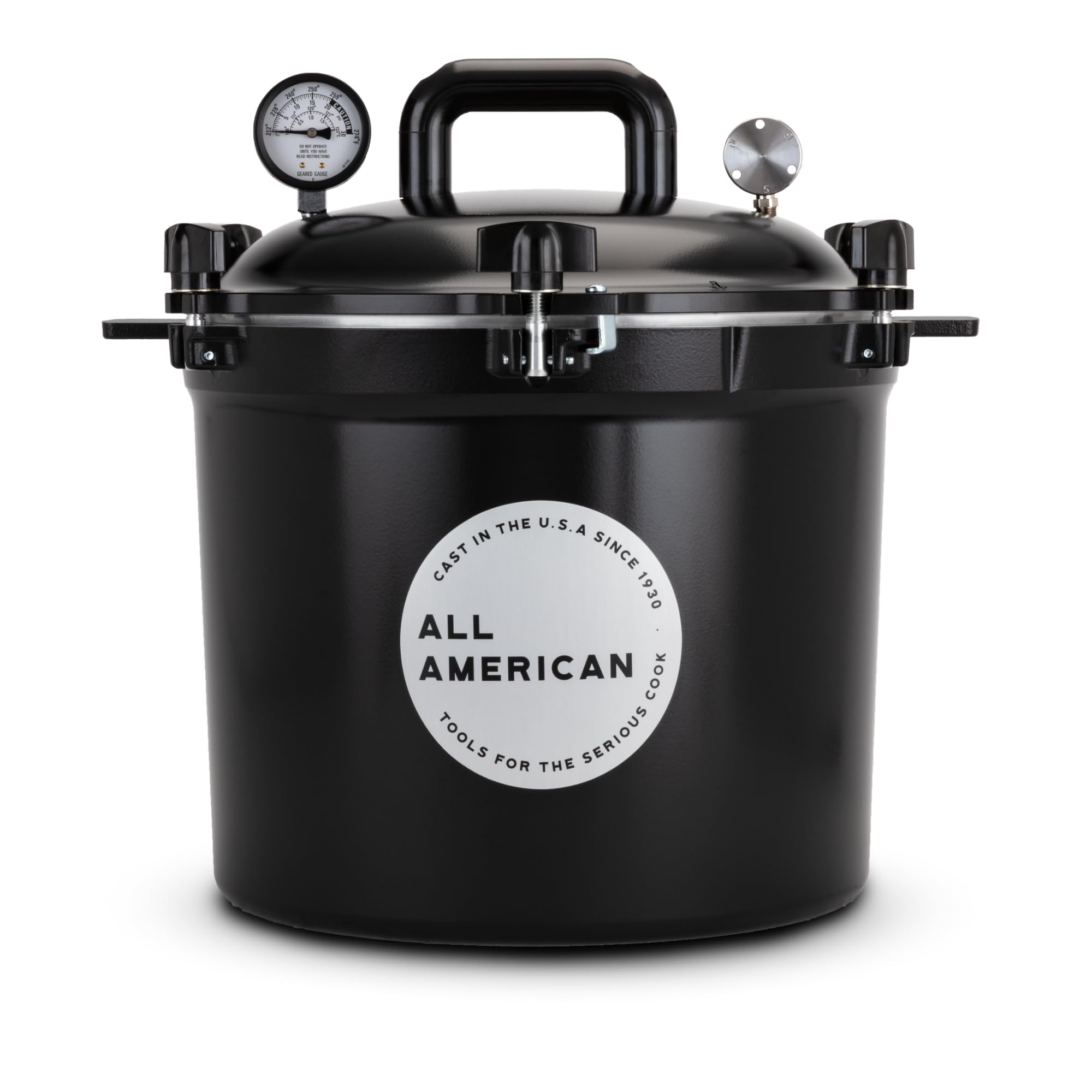 All American 1930 21.5qt Pressure Cooker/Canner (The 921), Onyx Black - Exclusive Metal-to-Metal Sealing System - Suitable for Gas, Electric, or Flat Top Stoves - Made in the USA
