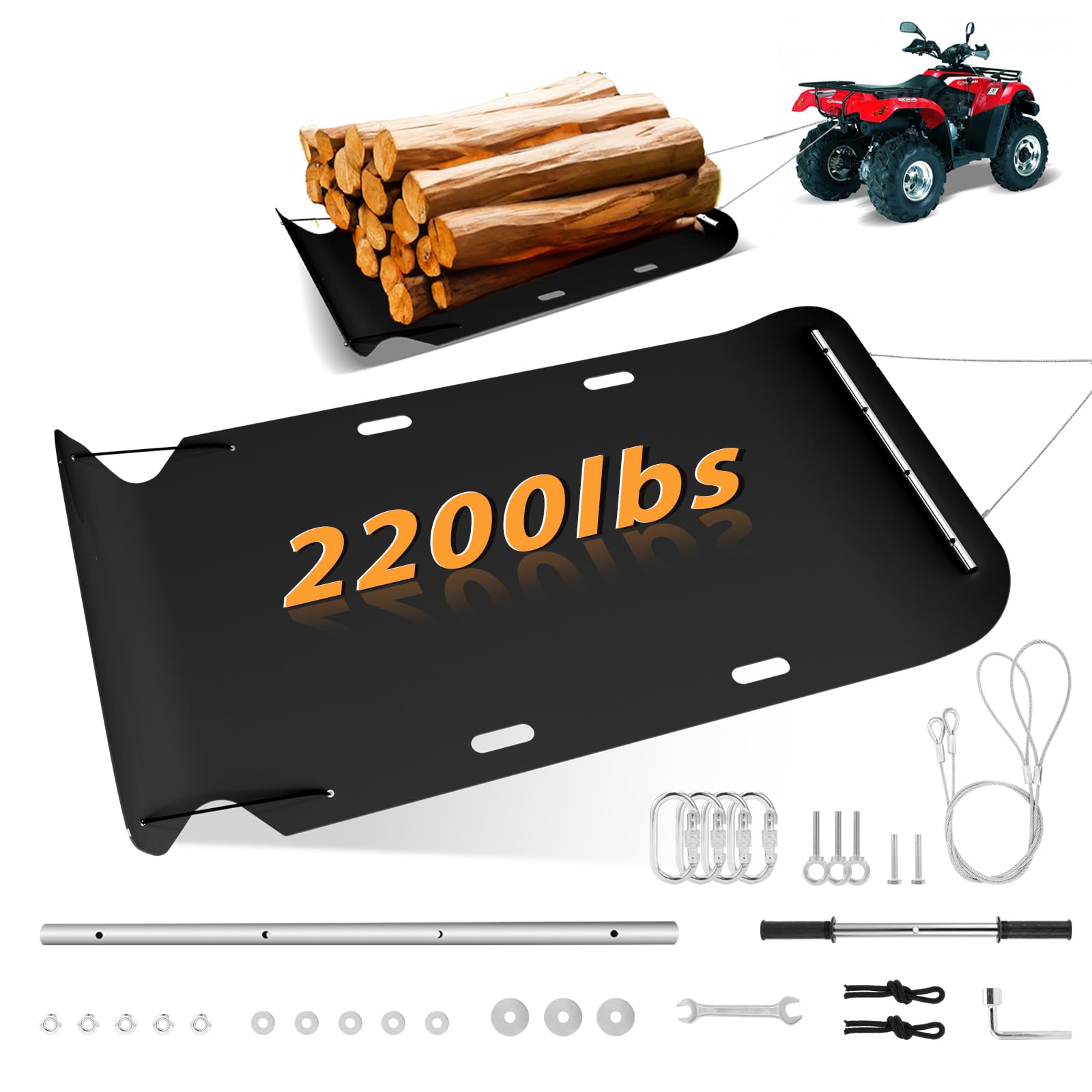 Yard Drag Sled - Duty Yard Mat with Pull Cable and Bar Suitable for Tree Trimmer and Leaf Blower, Transporting Bulky Items Heavy Home Hauling Yard Debris