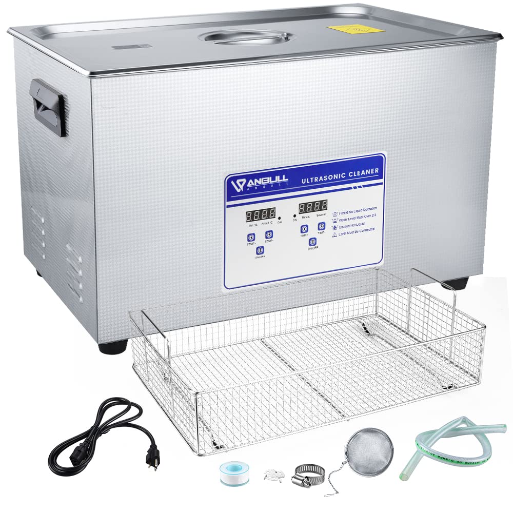 Anbull 30L/8Gal 600W Industrial Ultrasonic Cleaner Machine with 304 Stainless Steel and Digital Timer Heater for Wrench Tools Industrial Parts Mental Instrument Apparatus Cleaning,100S