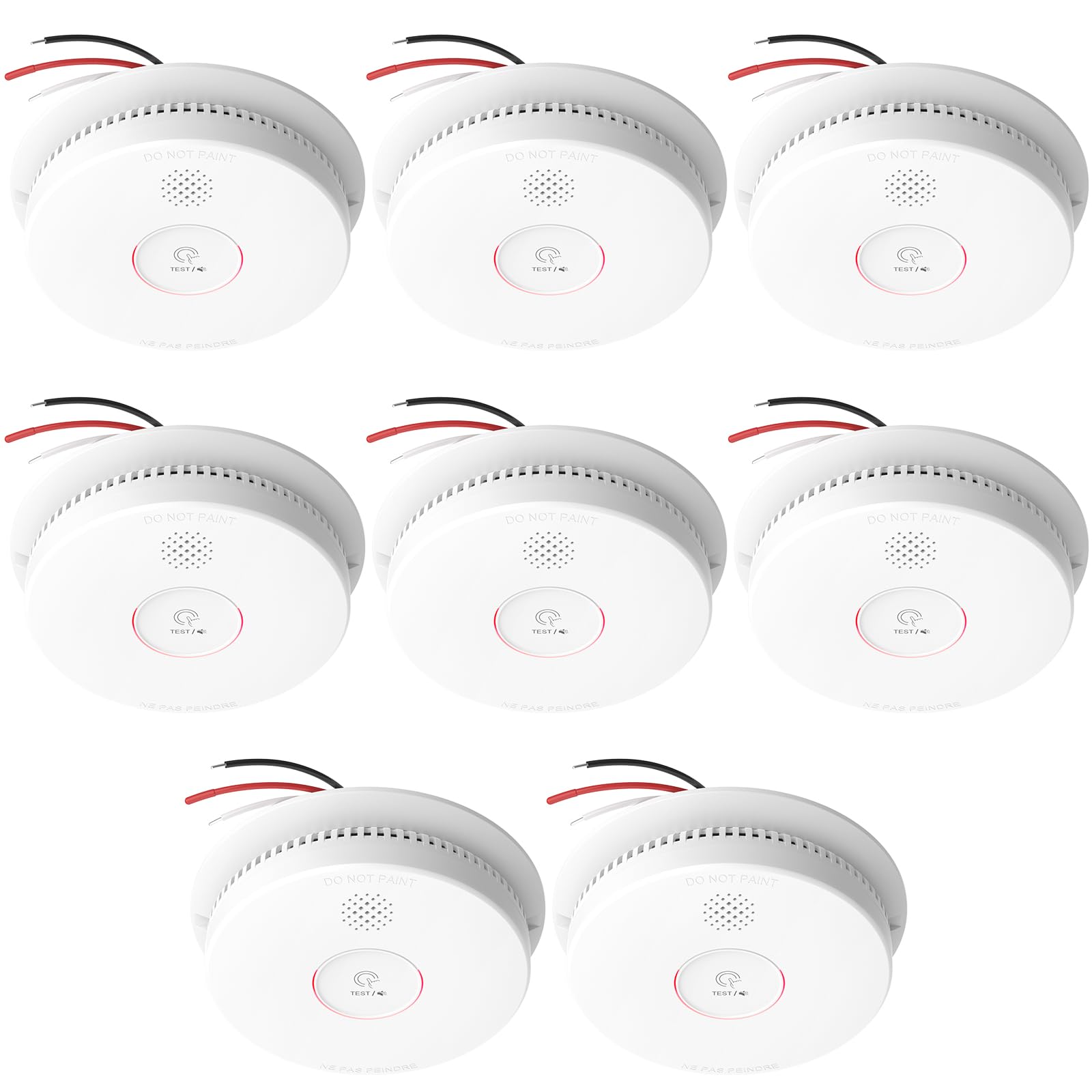 Hardwired Interconnected Smoke Detectors,Photoelectric Smoke Alarm with 9V Battery Backup,Test/Silence Button, Hard Wired Fire Alarm for Home GS562A 8pack