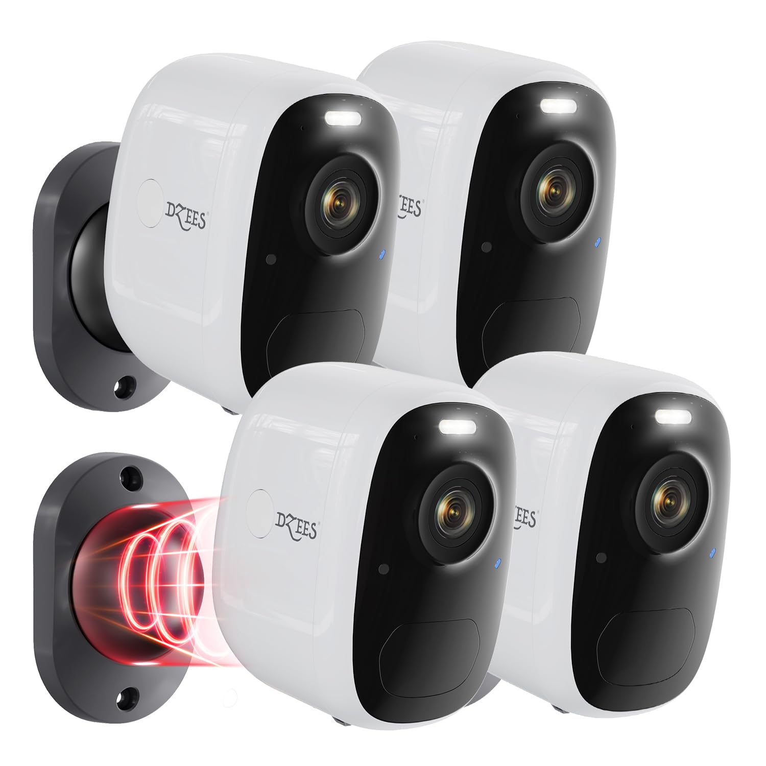 Dzees Wireless Security Camera Outdoor with Magnetic Mount, 4MP Battery Powered Security Cameras Wireless Outdoor for Home Security, AI Motion Detection/2-Way Talk/Color Night Vision/Ip66/Cloud-4-Pack