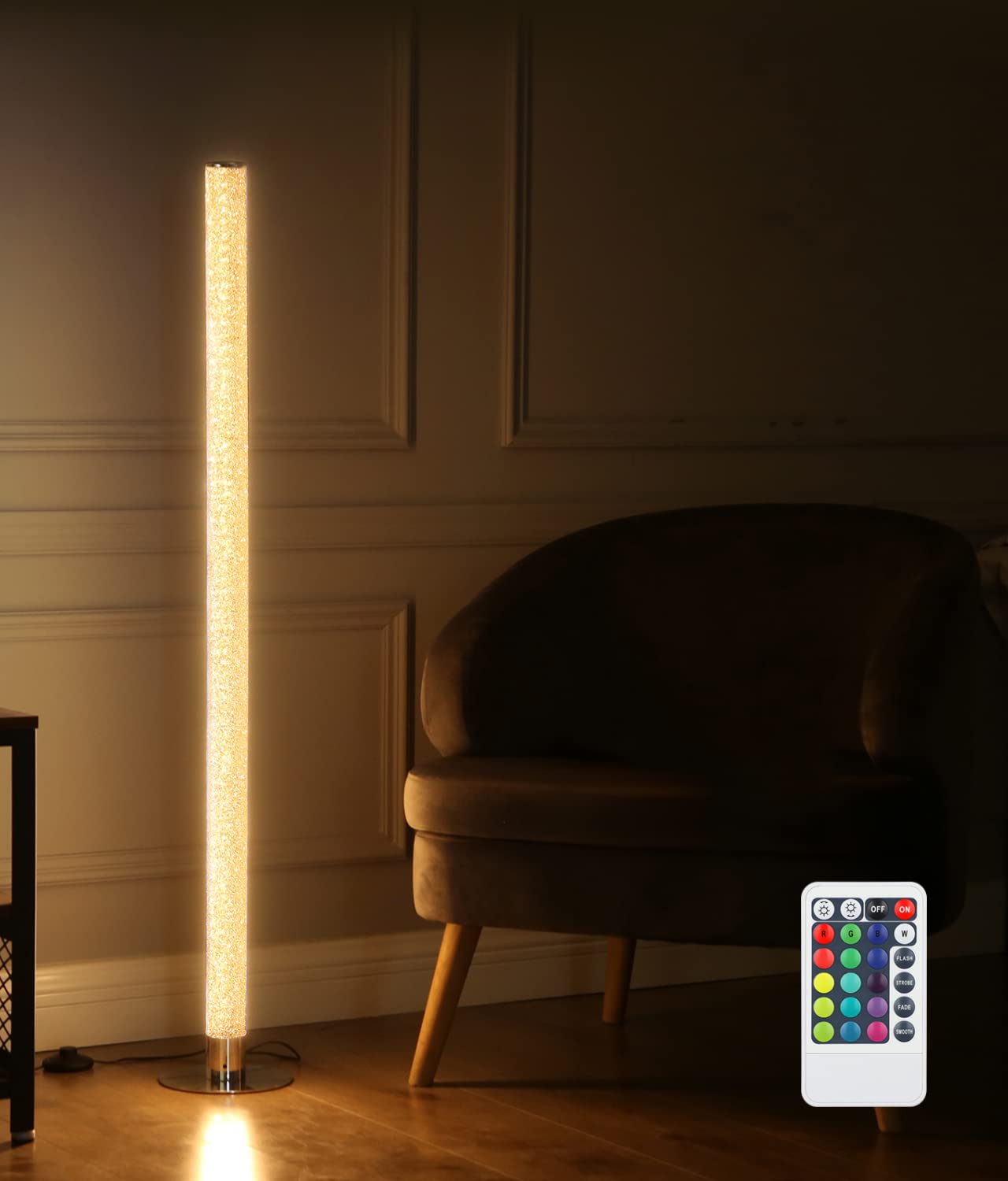 DEWENWILS LED Corner Floor Lamp, RGBW Color Changing Lamps with Remote, 45" Modern Dimmable Super Bright Standing Tall Mood Lighting for Living Room, Bedroom, Bedside, Home Office