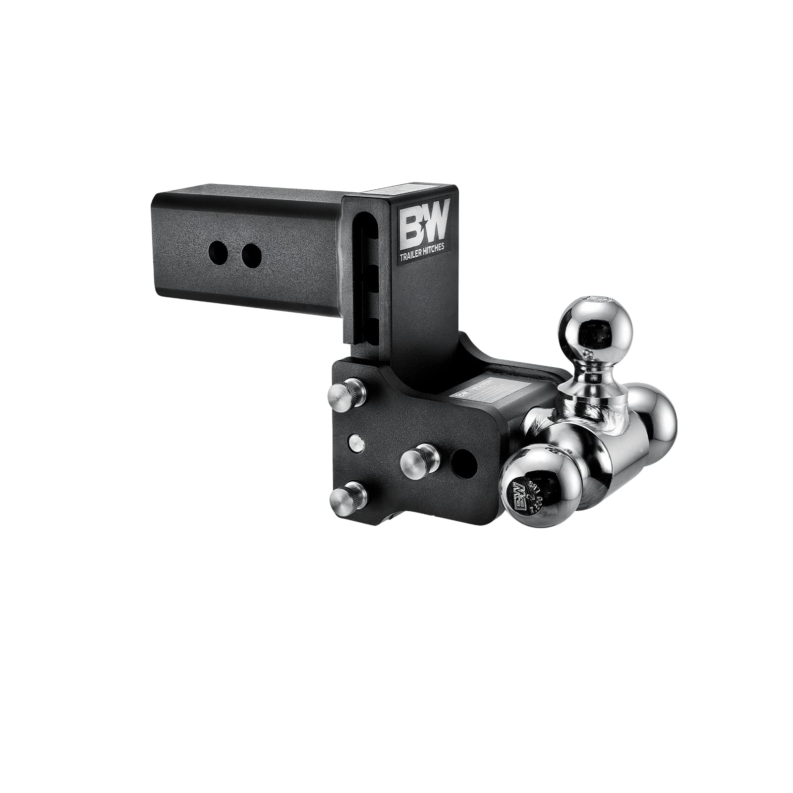 B&W Trailer Hitches Tow & Stow Adjustable Trailer Hitch Ball Mount - Fits 3" Receiver, Tri-Ball (1-7/8" x 2" x 2-5/16"), 4.5" Drop, 21,000 GTW - TS30048B