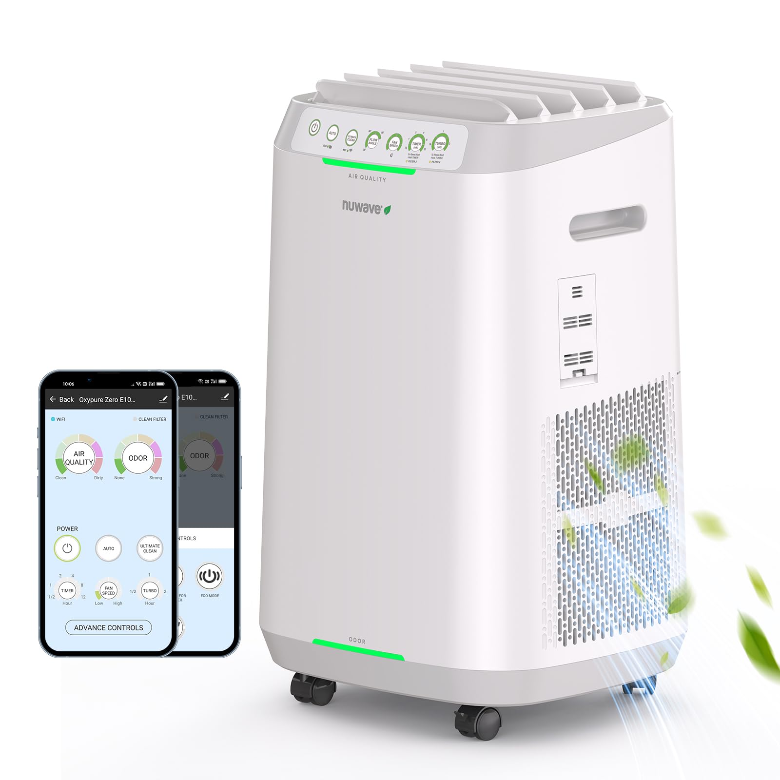 Nuwave OxyPure ZERO Air Purifier for Home Large Rooms Up to 2,002 Sq Ft 100% Allergen Removal to 0.1 Micron, Dual 4-Stage Filtration, Adjustable Airflow, Smart Air Cleaner Washable & Reusable Filter