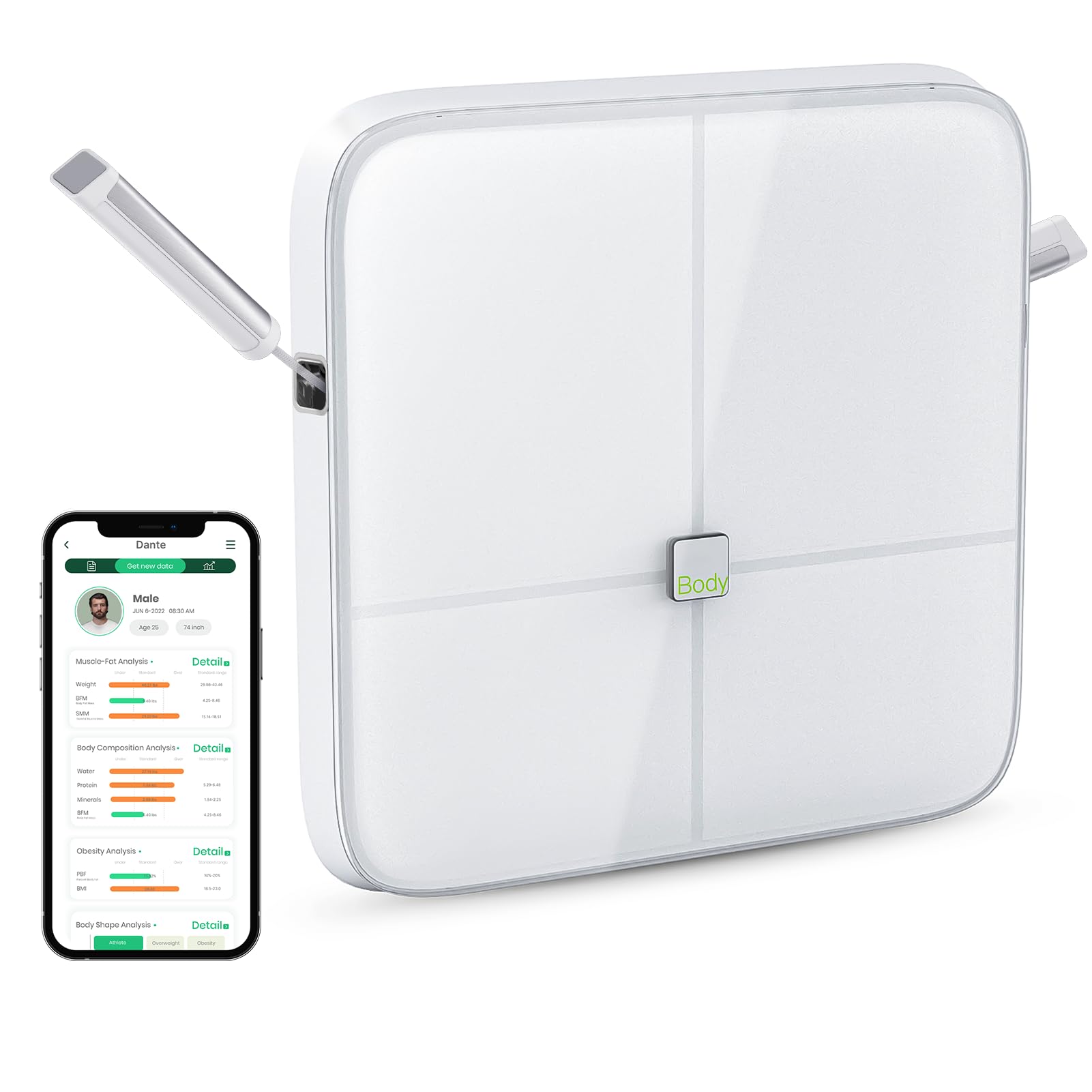 BodyPedia 8-Electrode Smart Scale for Body Weight, Digital Bathroom Weighing Scale Analyzes 43 Metrics (BMI/Muscle/Fat), Body Composition Monitor, Bluetooth Home User Health Equipment Sync Apps
