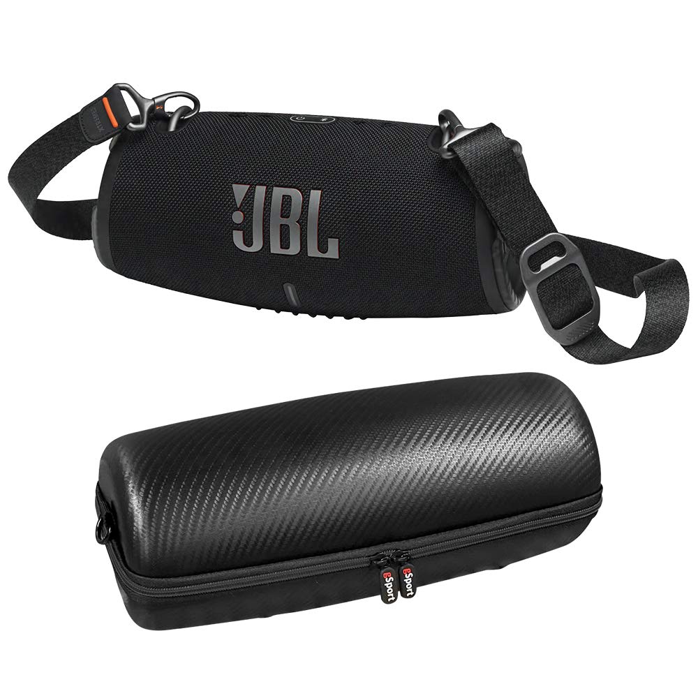 JBL Xtreme 3 Waterproof Bluetooth Speaker Bundle with gSport Carbon Fiber Case and Shoulder Strap (Black)