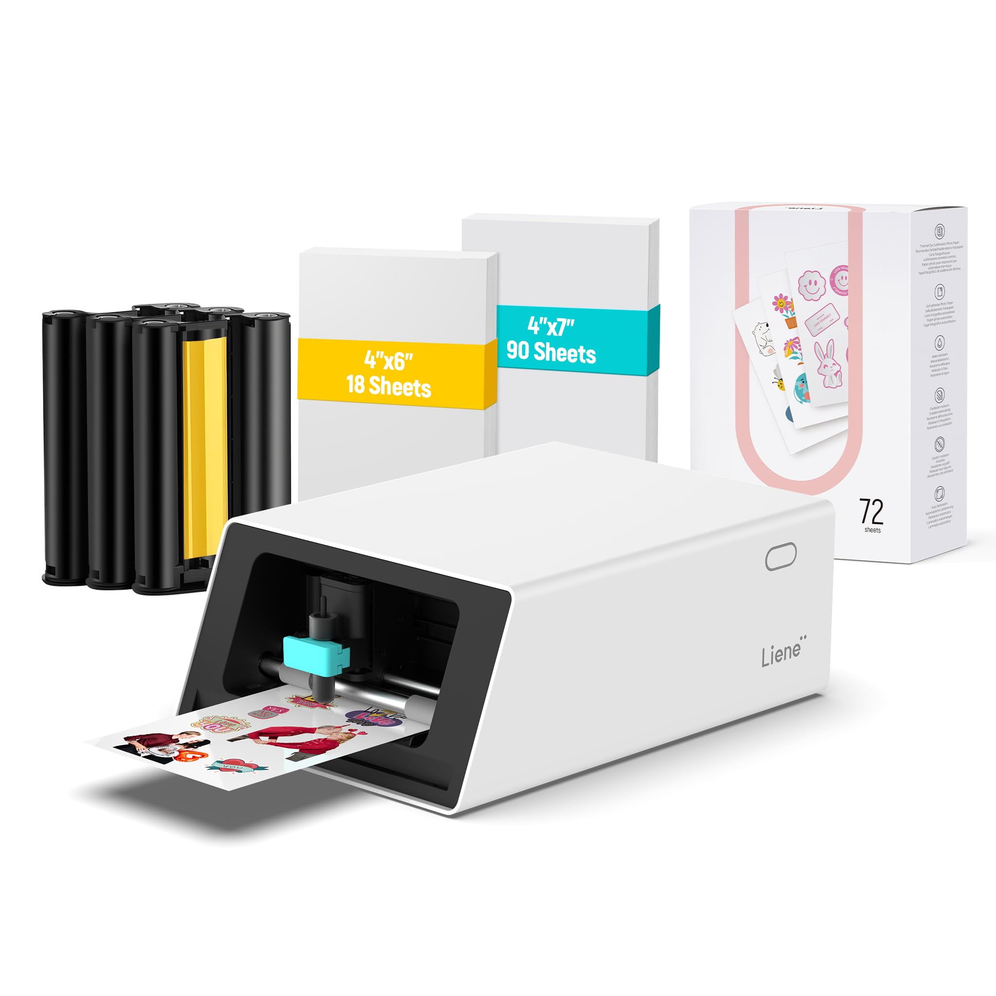 Liene PixCut S1 Photo Sticker Printer Creator Pack - All-in-One Sticker Maker Machine for DIY Crafts, Custom Labels & Gifts, Thermal Dye-Sublimation, 300 DPI Prints, Precise AI Auto-Cutting