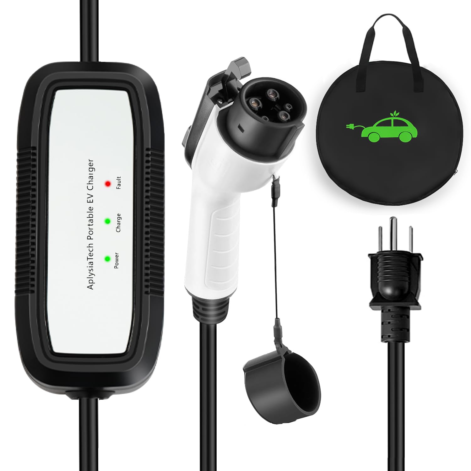 AplysiaTech Portable EV Charger Level 1, 15Amp 110V, Electric Vehicle Charger with 21Ft Extension Cord,NEMA 5-15P for Plug-in Home EV Charging Station,Compatible with SAE J1772 EVs(Tesla Need Adapter)