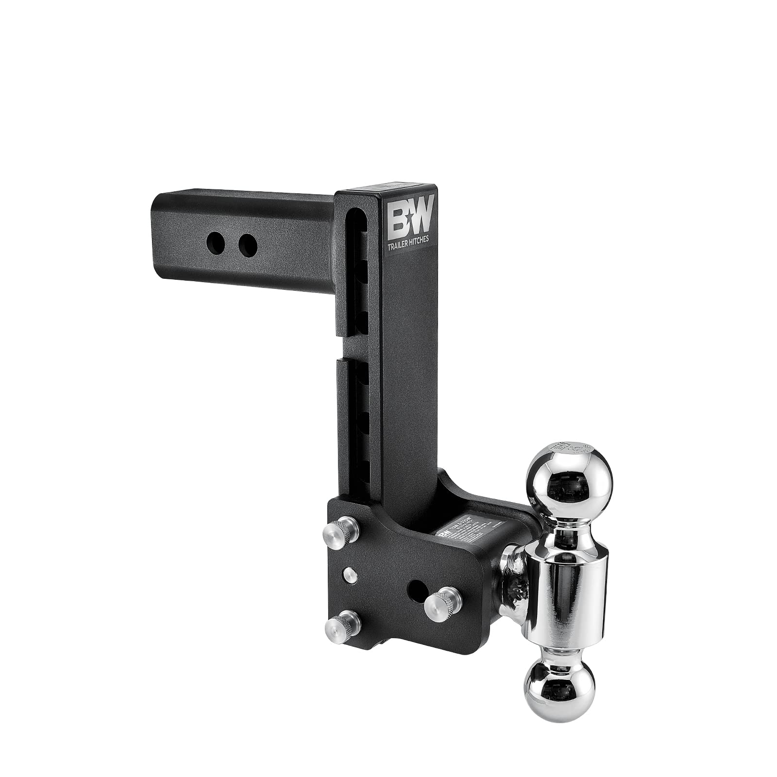 B&W Trailer Hitches Tow & Stow Adjustable Trailer Hitch Ball Mount - Fits 2.5" Receiver, Dual Ball (2" x 2-5/16"), 8.5" Drop, 18,000 GTW - TS20043B
