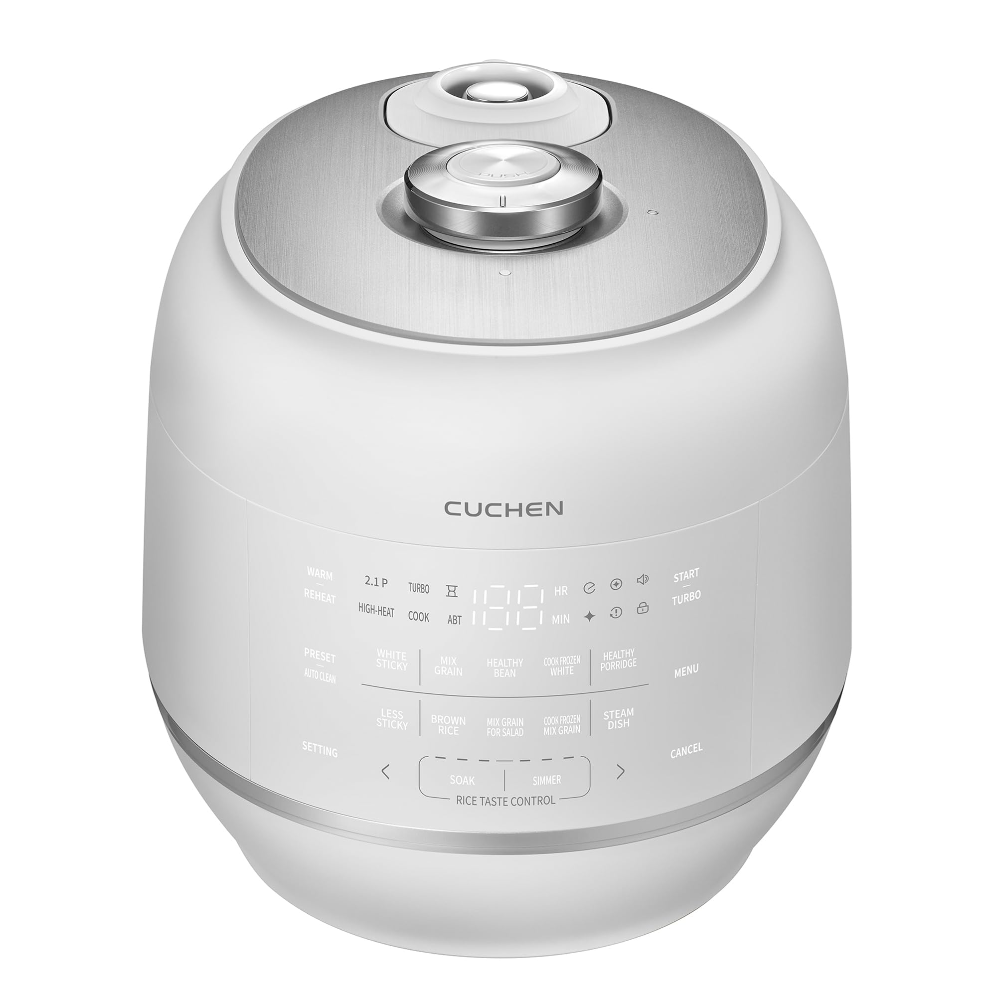 CUCHEN CRT-RPK1070WUS | IH Heating | 2.1 Ultra High-Pressure Induction Heating Rice Cooker 10 Cup (Uncooked) (1.14 quarts): 6 person serving / per use | Full Stainless Power Lock System | Auto Steam Clean | Voice Guide | Made in Korea | White