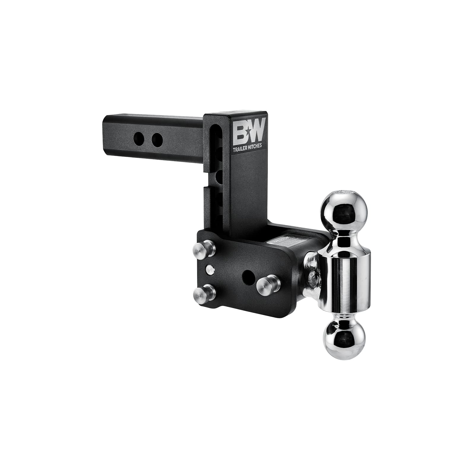 B&W Trailer Hitches Tow & Stow Adjustable Trailer Hitch Ball Mount - Fits 2" Receiver, Dual Ball (1-7/8" x 2"), 5" Drop - TS10038B