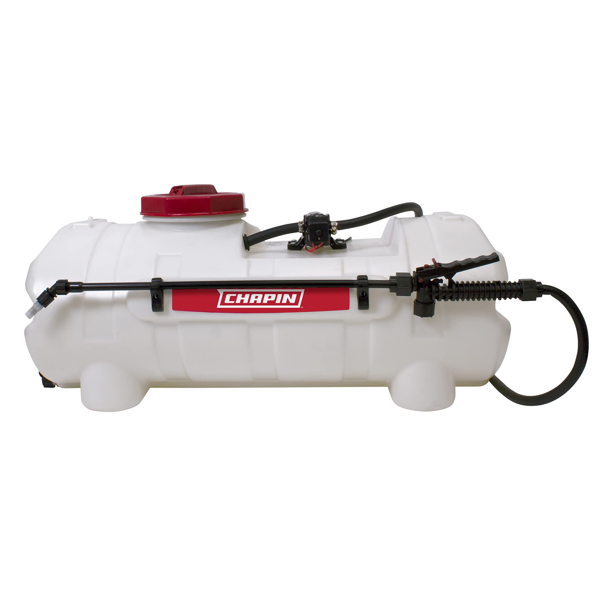 Chapin 97200E Made in the USA 15 Gallon ATV/UTV 12 Volt Mounted Spot Sprayer With 6 Inch Wide Mouth, High Performing 12 V Diaphragm Pump and Filtration System and 18 Inch Spray Wand, Translucent White