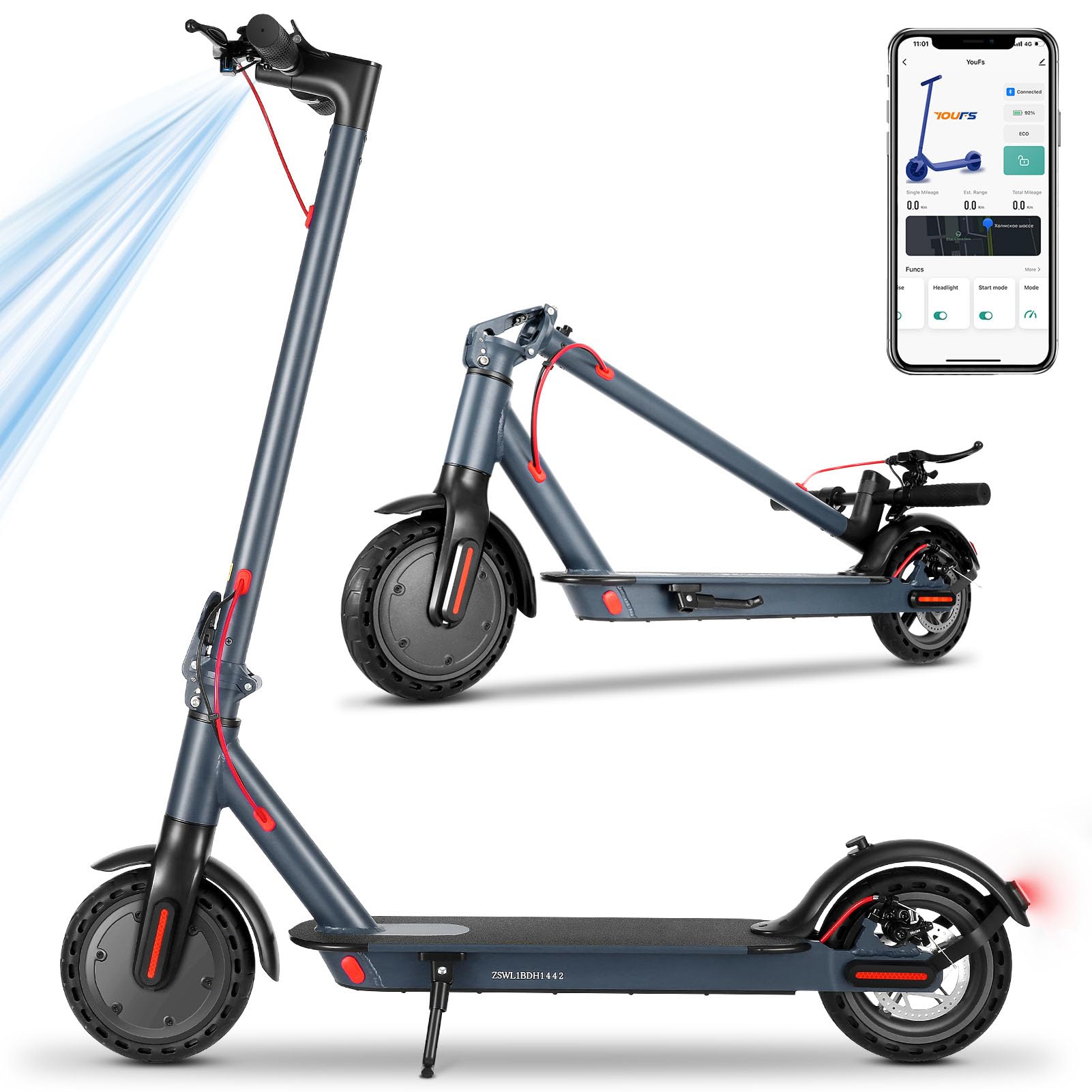 Caroma Electric Scooter Adults, Adult Electric Scooter, Peak 630W Motor, 8.5" Big Tires, 18 Miles Range & 16 MPH, Braking System and Cruise Control, Foldable Electric Scooters, IP54 Waterproof(Blue)