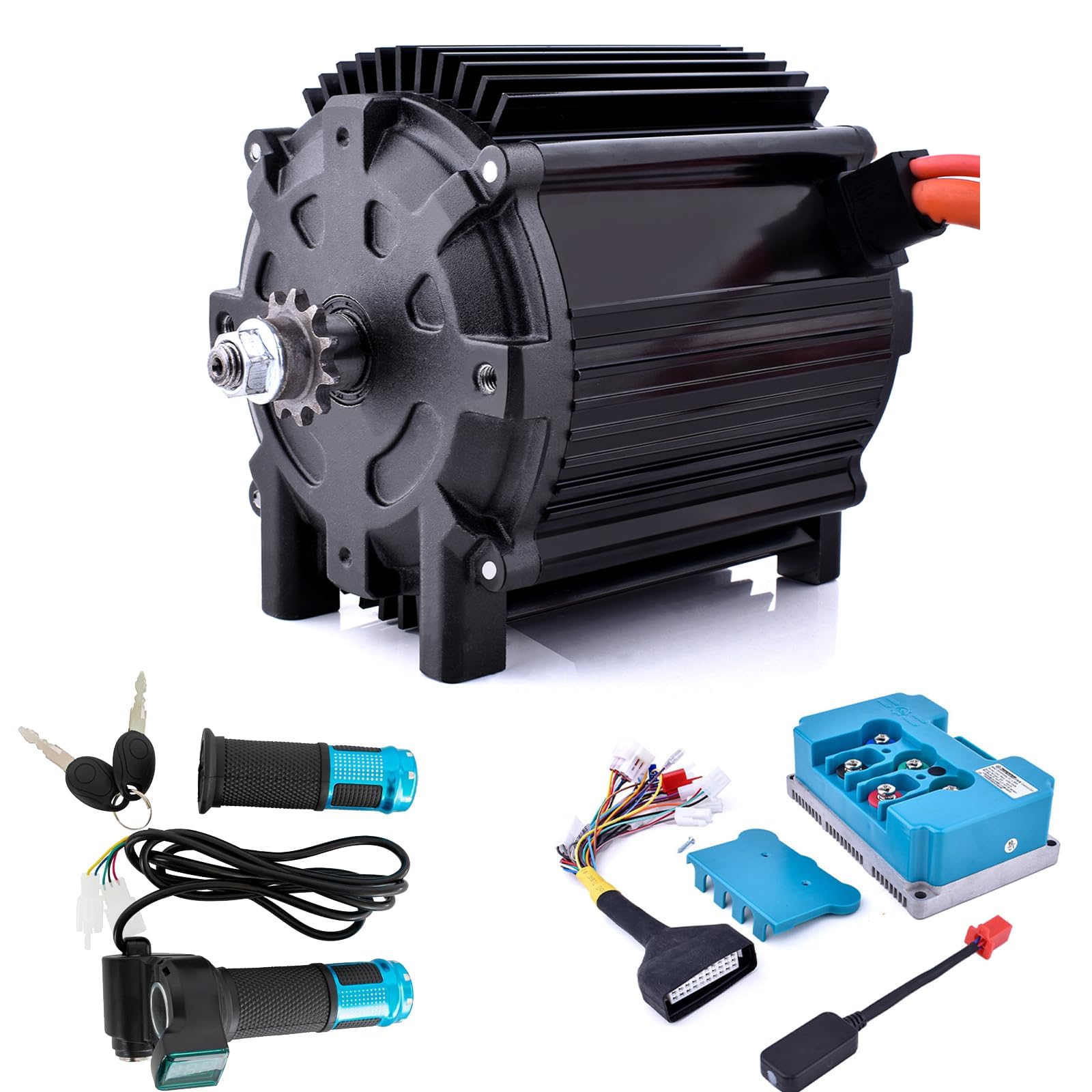 72V 5000W Brushless Motor Kit 6800RPM Electric DC Motor with Fardirve Controller Electric Motor Kit for Go Kart Motocycle Scooter Conversion Kit