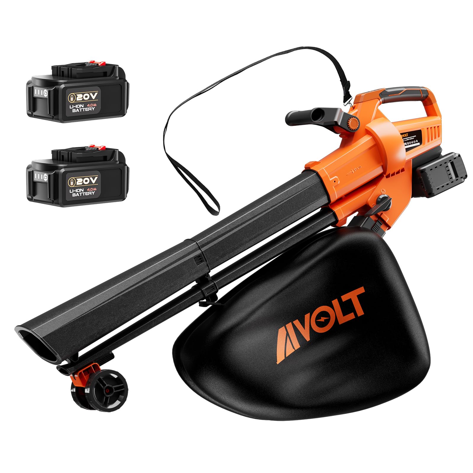 AIVOLT Cordless Leaf Vacuum Blower Mulcher with Battery and Charger, 2pcs 4.0Ah Battery Powered Leaf Vacuum with 40L Bag, 160MPH Air Speed, 4 Speed Modes, Suitable for Lawn Care Yard Cleaning
