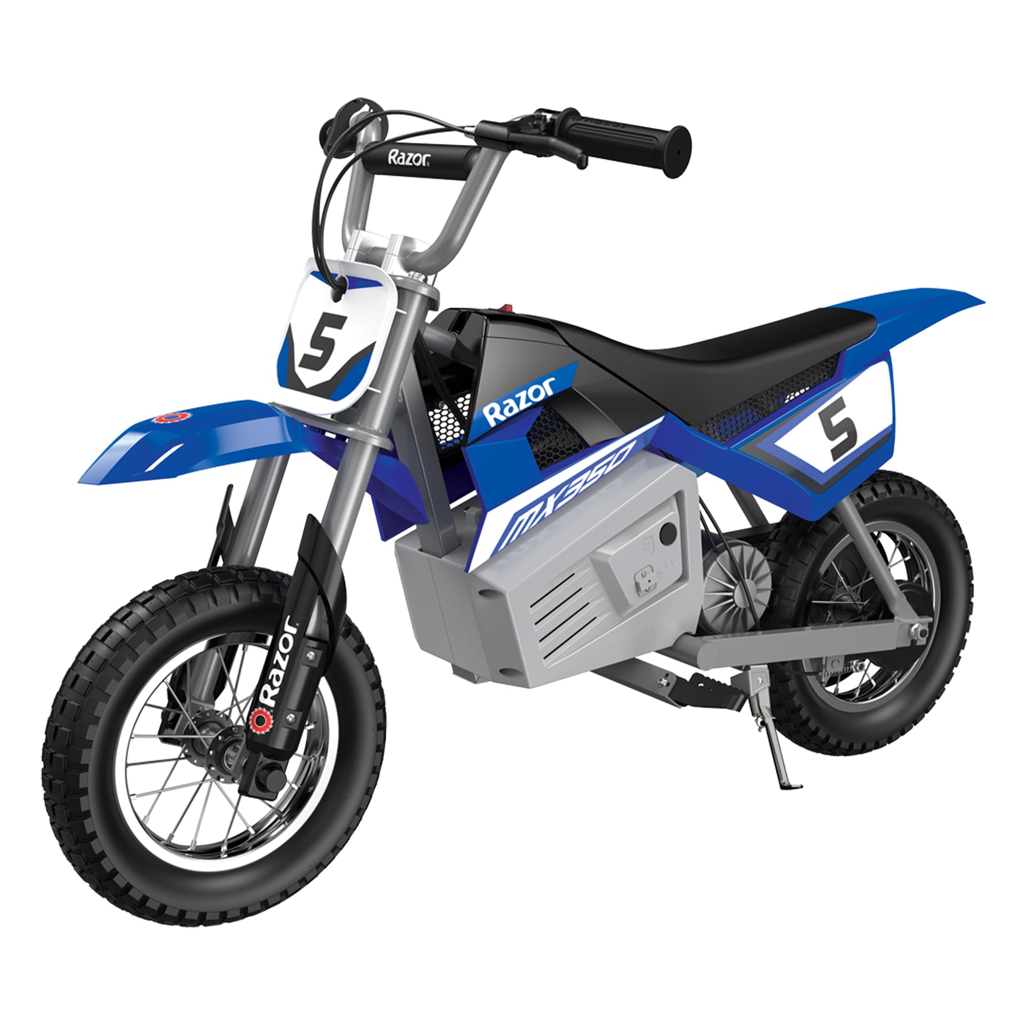 Razor MX350 Dirt Rocket Electric Motocross Off-Road Bike for Age 13+, Up to 30 Minutes Continuous Ride Time, 12" Air-Filled Tires, Hand-Operated Rear Brake, Twist Grip Throttle, Chain-Driven Motor
