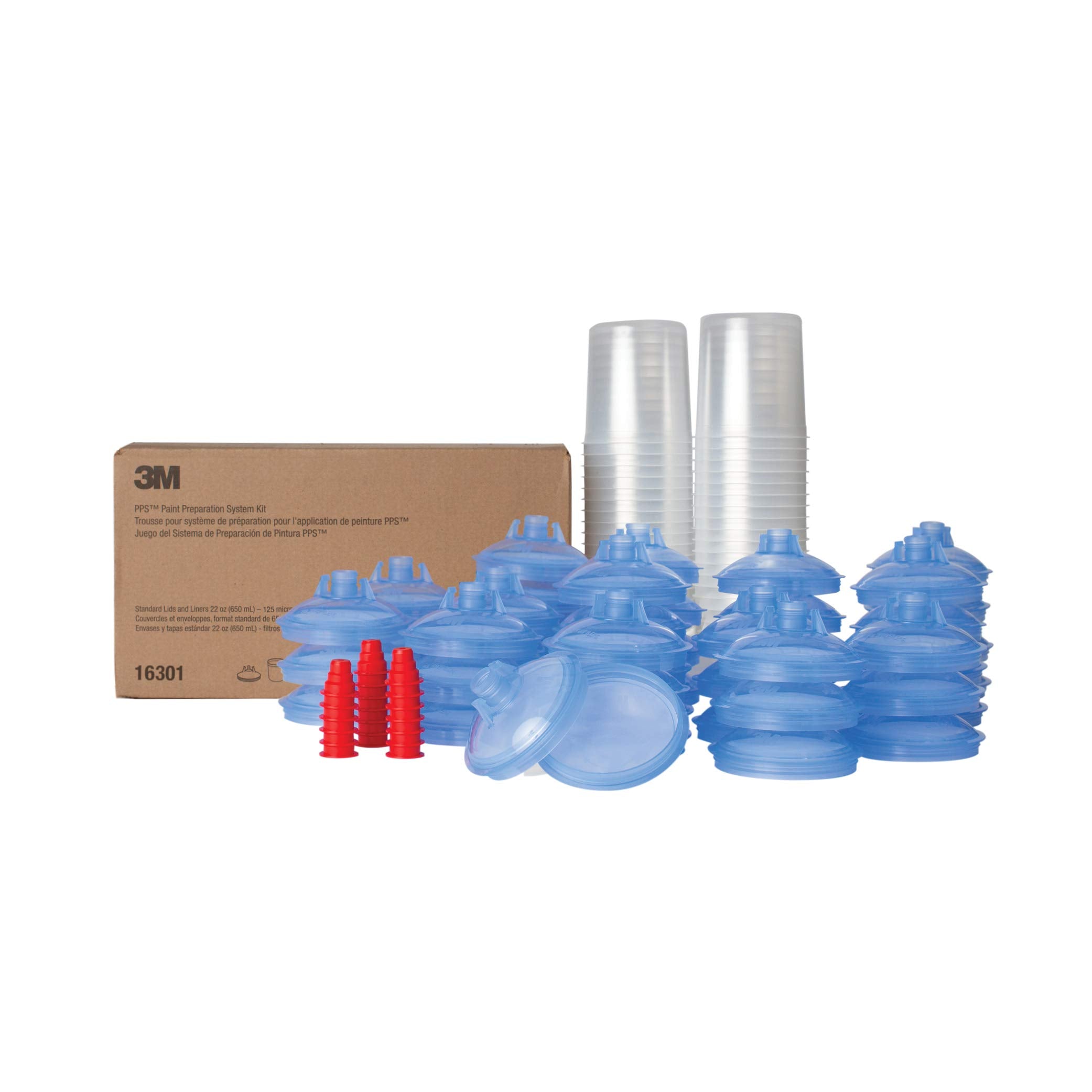 3M PPS (Original Series) Paint Spray Gun with 50 Cup Lids and Liners Kit, 16301, Standard, 22 oz, 125-micron Filter, Use w/ Paint Gun for Cars, Furniture, Home, 20 Sealing Plugs, Factory