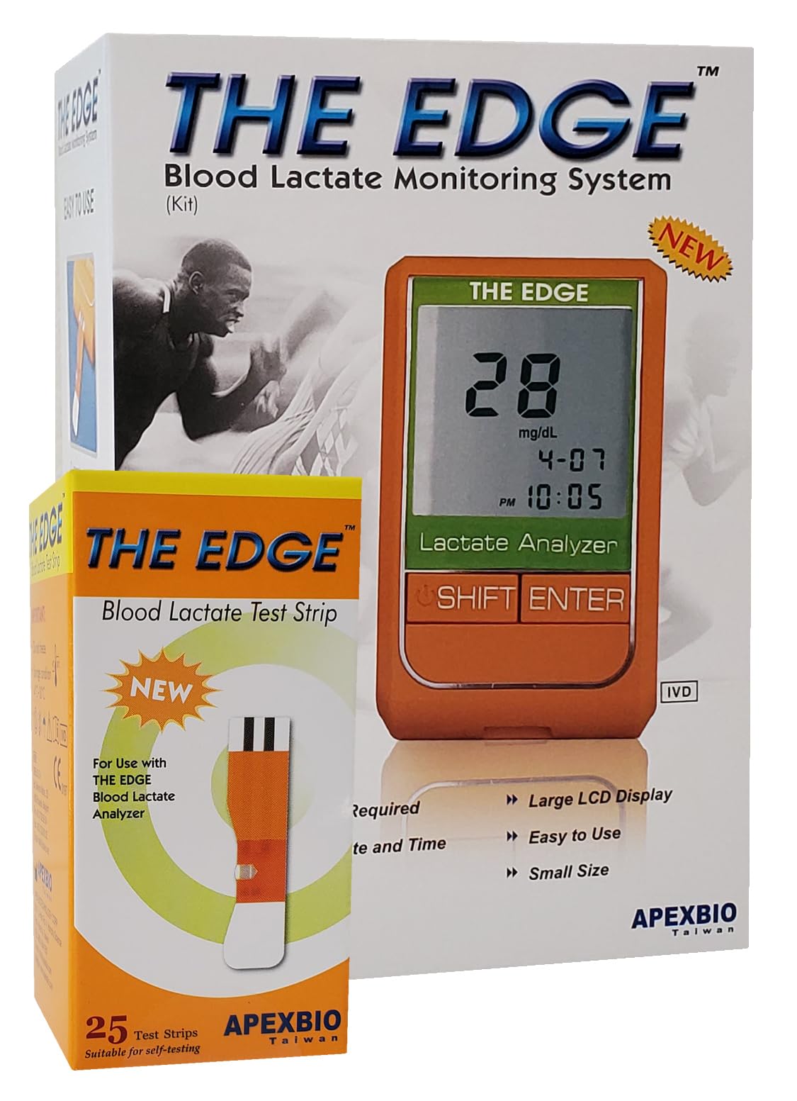 Lactate Test Kit by THE EDGE - Lactic Acid Meter Bundle - Includes 30 Test Strips - Complete Monitor Tester
