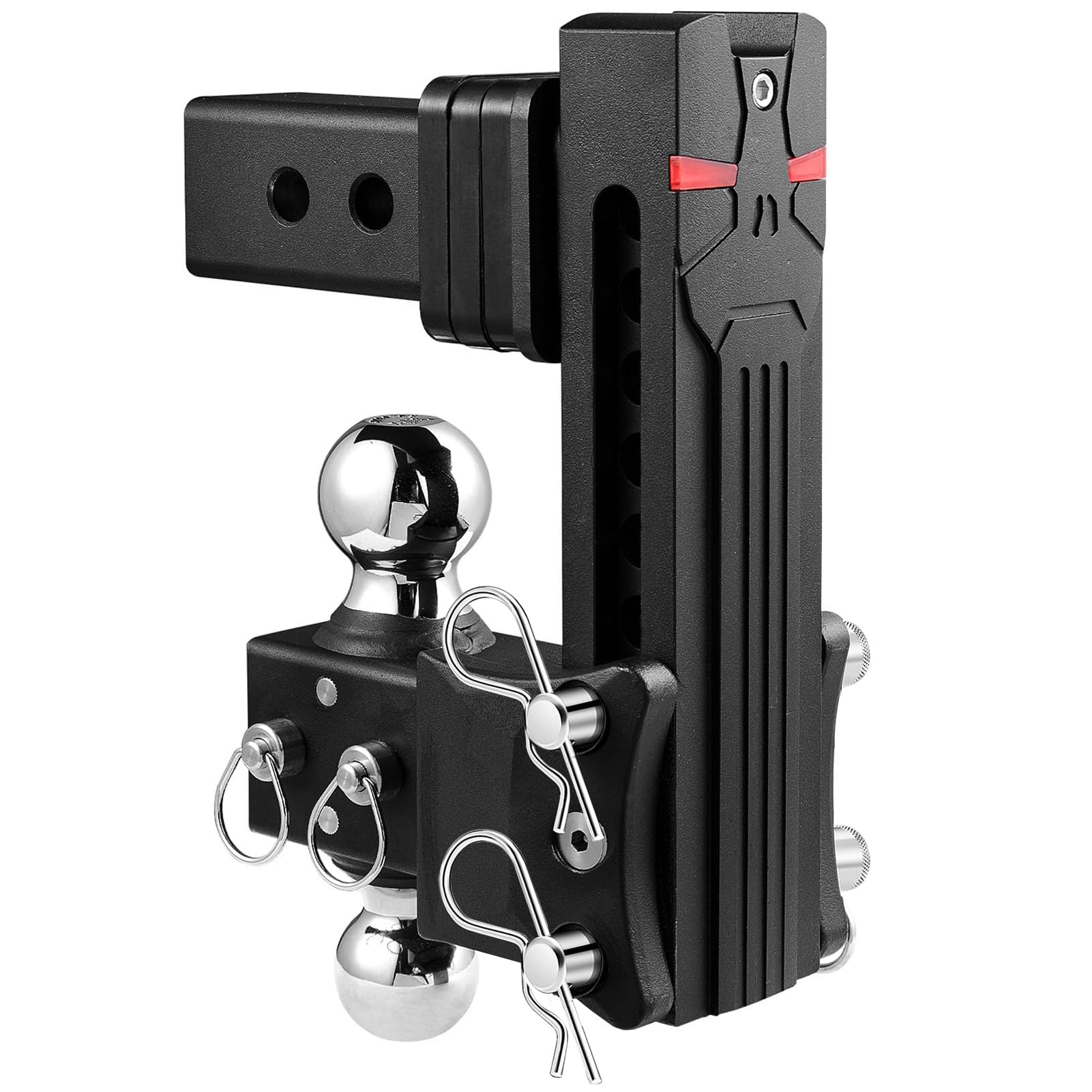 Airbird Adjustable Trailer Hitch Ball Mount with 2-Inch Receiverr, 7-Inch Drop, 2 and 2-5/16-Inch Balls, 18,000 LBS, Truck Hook Dual Balls Mount for Towing RVs and Motorcycles