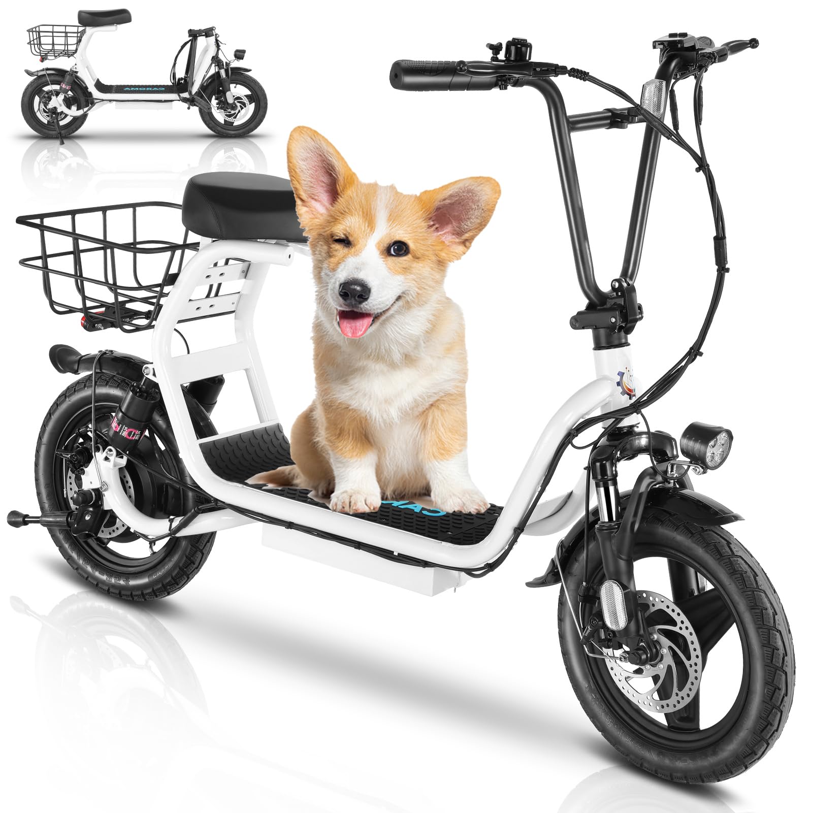Caroma Electric Scooter with Seat, 500W/819W/870W Peak Motor, 15/25/30 Miles Range, 20Mph Top Speed, Foldable Electric Scooter for Adults, 14" BigTire E Scooter for Commuting with Shock Absorbing