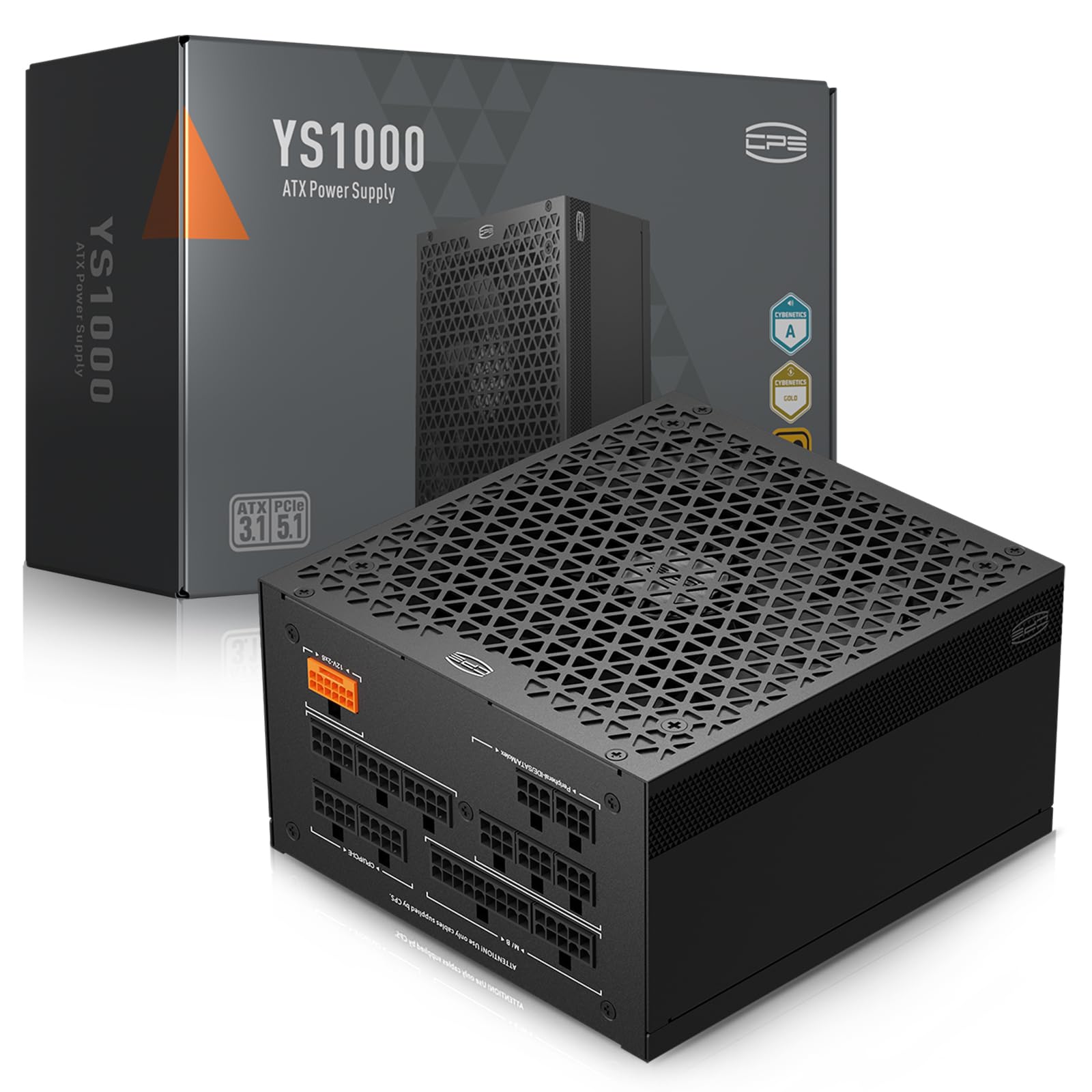PCCOOLER CPS YS1000 Power Supply, 1000W 80 Plus Gold Certified Fully Modular PCIe 5.1 & ATX 3.1 Gaming PSU, Wide Compatibility, 135mm FDB Fan, Full Japan Electrolytic Capacitors - 12 Year Warranty