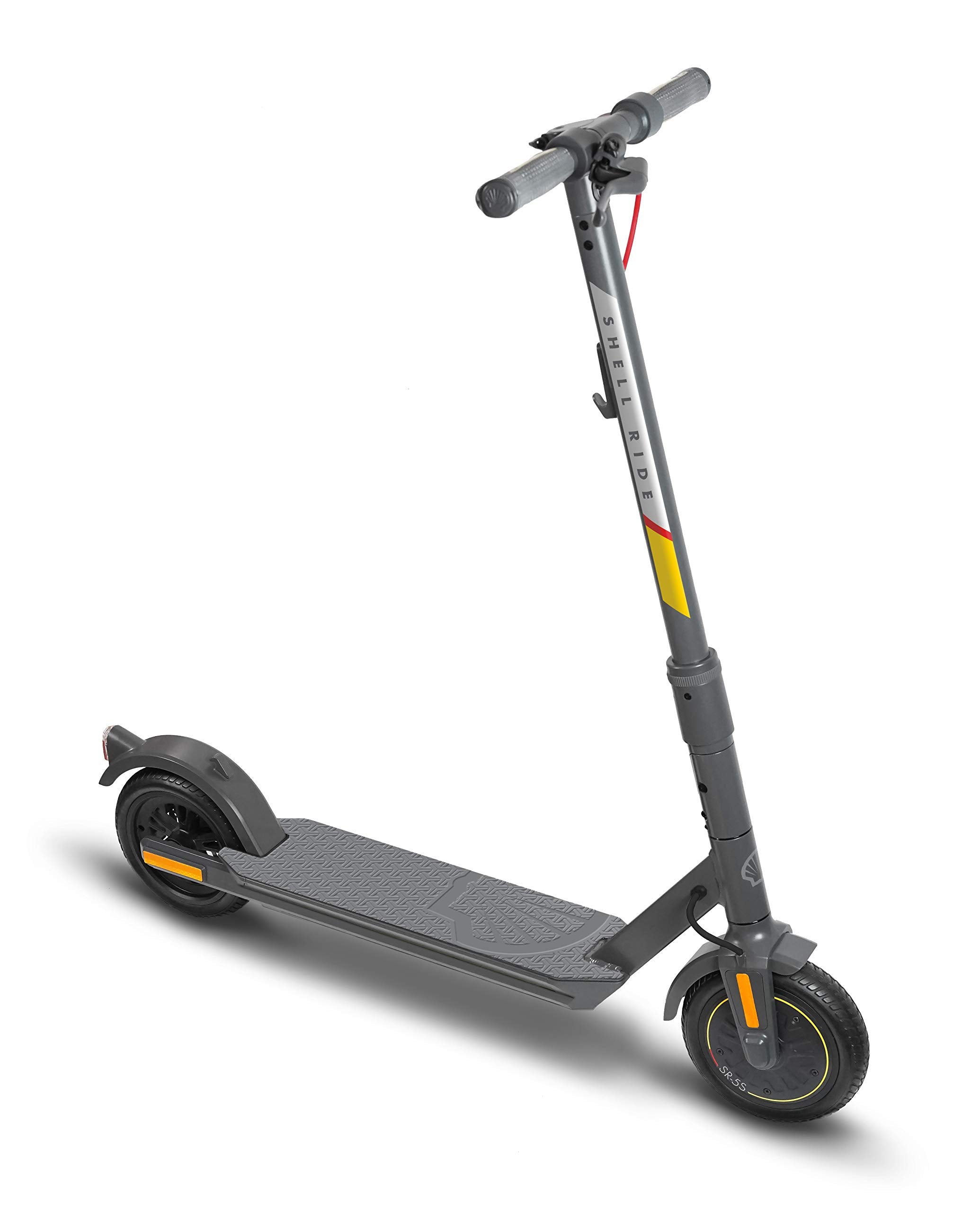 SHELL Ride Foldable Electric Scooter for Adults, Max Speed 15-20 MPH, Max Range 17-20 Miles, Dual Braking Systems, Maintenance-Free (no Flat) Tires, Cruise Control & Ergonomic Grips