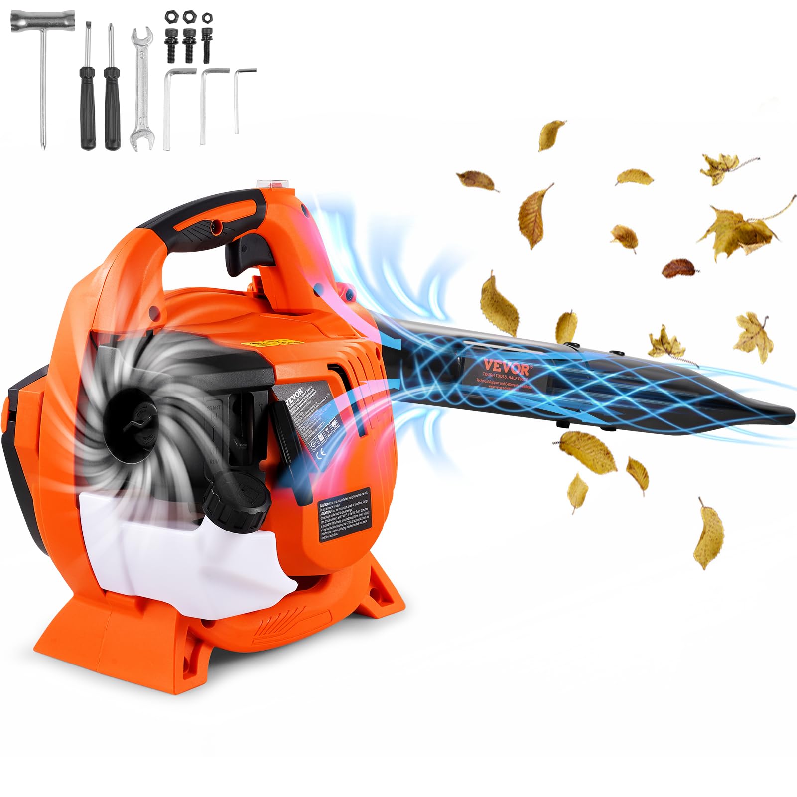 VEVOR 26CC Handheld Gas Leaf Blower, 2-Cycle Gas Powered Leaf Blower with 425-CFM and 156-MPH Powerful Performance, Ideal for Lawn Care, Leaf Cleaning, and Snow Removal