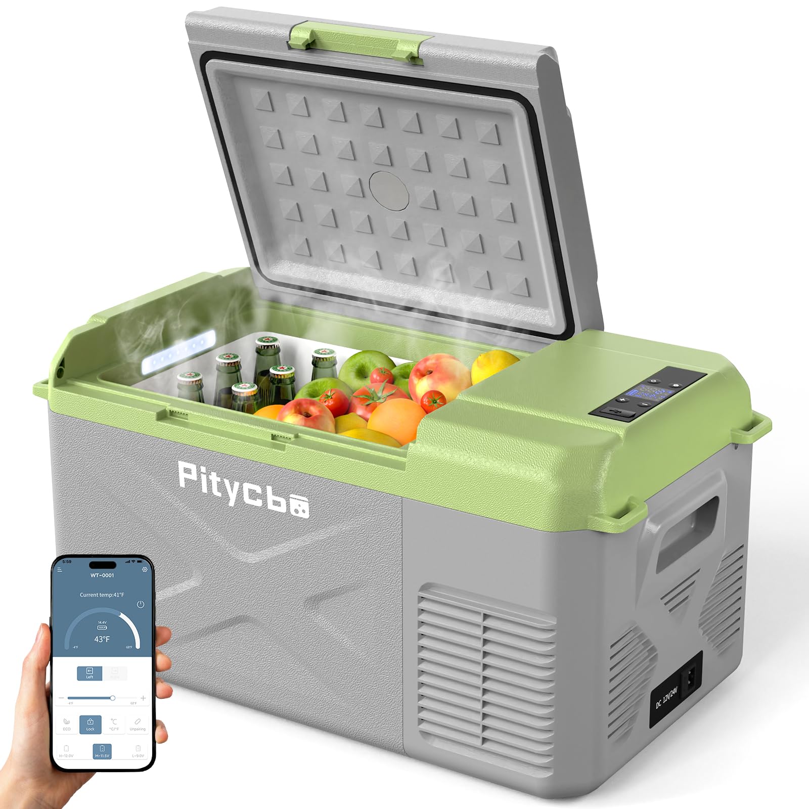 Pitycbo Car Refrigerator 12v Portable Fridge for Car, Auto 19 Quart Freezer Cooler, -4℉—68℉ 12/24V DC 100~240 Volt AC for Truck, Camping, Travel, Vehicles, RV