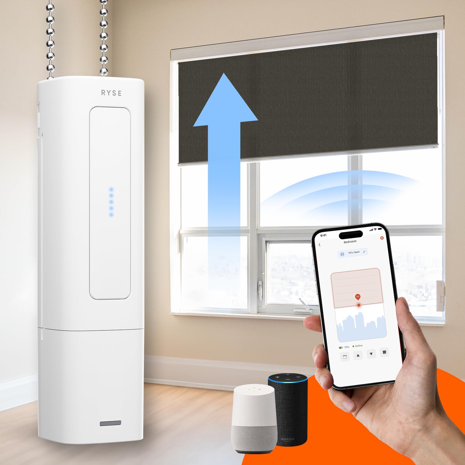 RYSE SmartShade + BatteryPack | Smart Home Smart Shades with Remote | Turn Your Current Shades into SmartShades | Smart Home Smart Blinds Motorized Window Shades (SmartShade + Wireless Battery Pack)