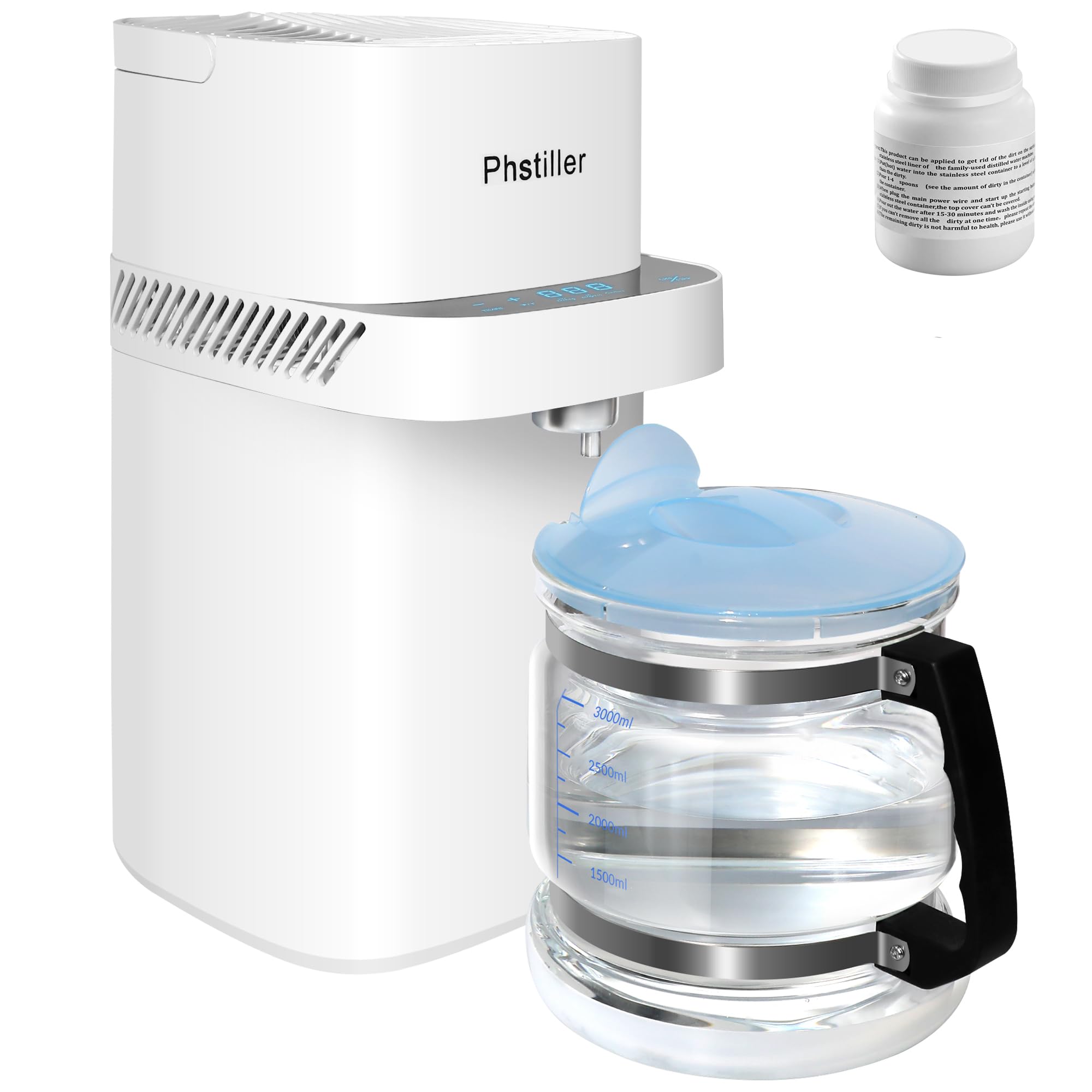 Intelligent Water Distiller Machine for Home-1.1 Gal Home Countertop Distilled Water Maker with Real-time Monitoring for Distilling, 750W Distiller Maker Purifier with 4L Glass Container for Table