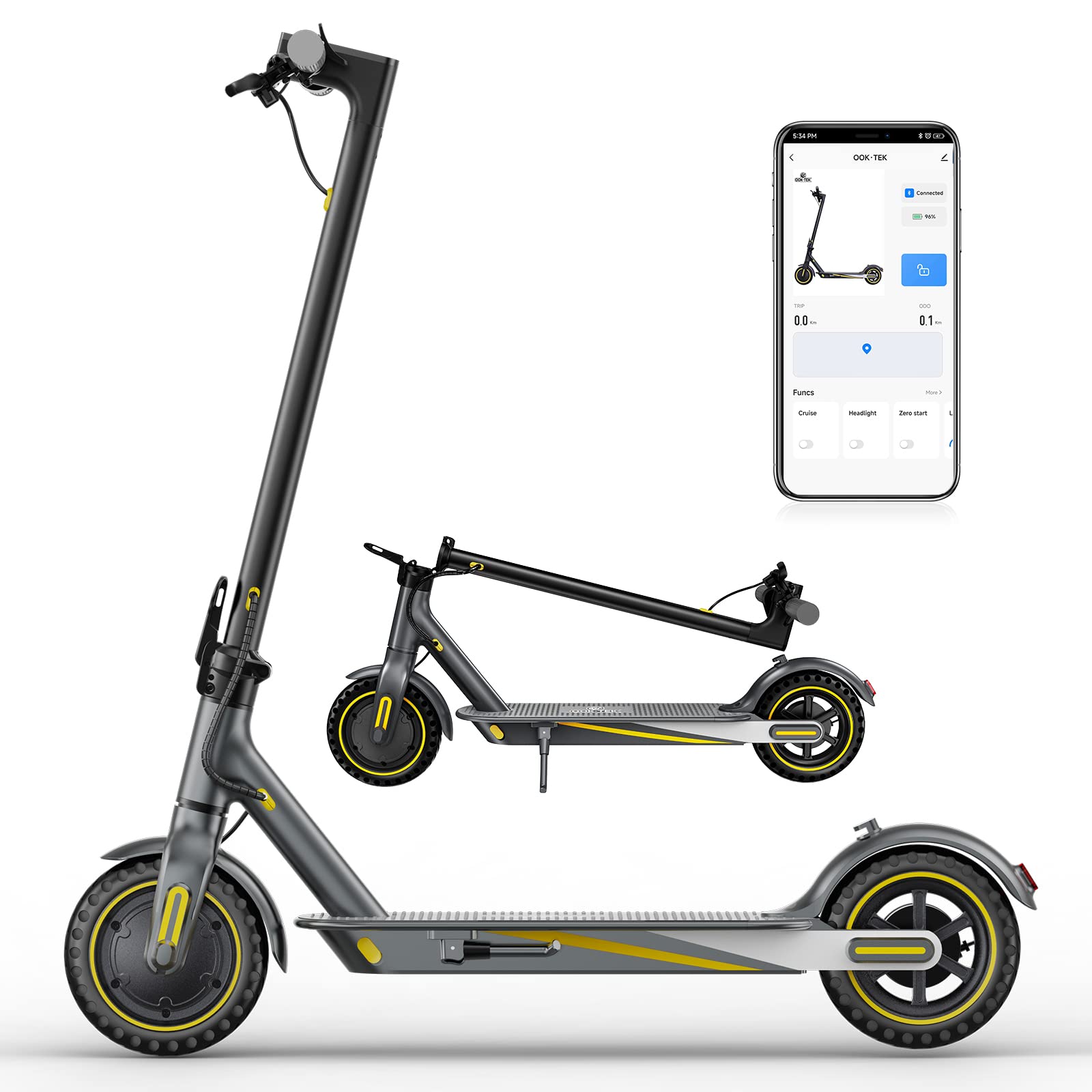 Electric Scooter for Adults, Up to 21 MPH, 19 Miles Ranges, 350W Motor E-Scooter with 8.5 Inch Tires, Foldable Escooter with Dual Braking and APP Control, UL Certified