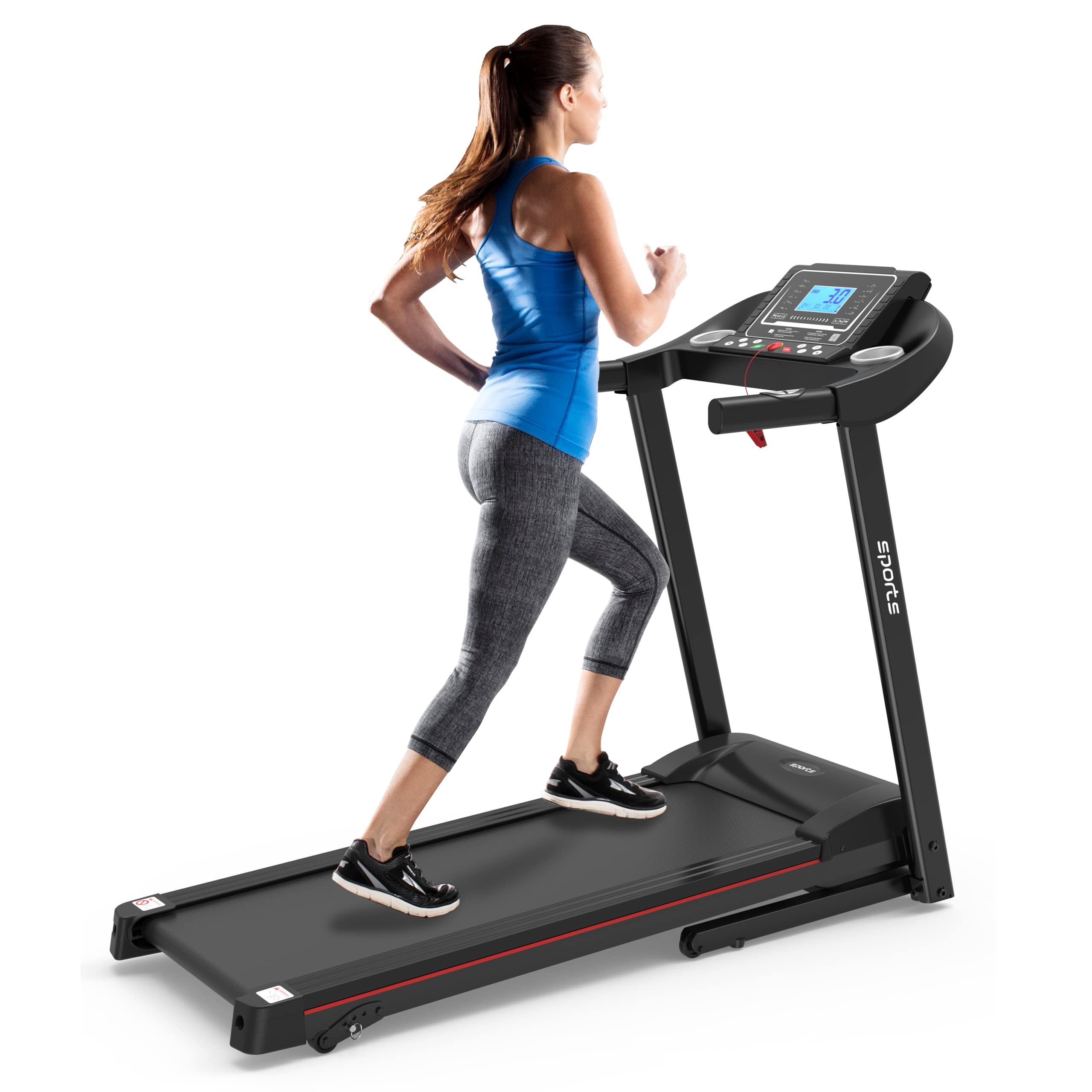 Treadmill for Home Exercise, Folding Running Machine，Electric Folding Treadmills for Home 3 Level Incline Treadmill with Pulse Sensors, 2HP Quiet Brushless with USB Charge Station