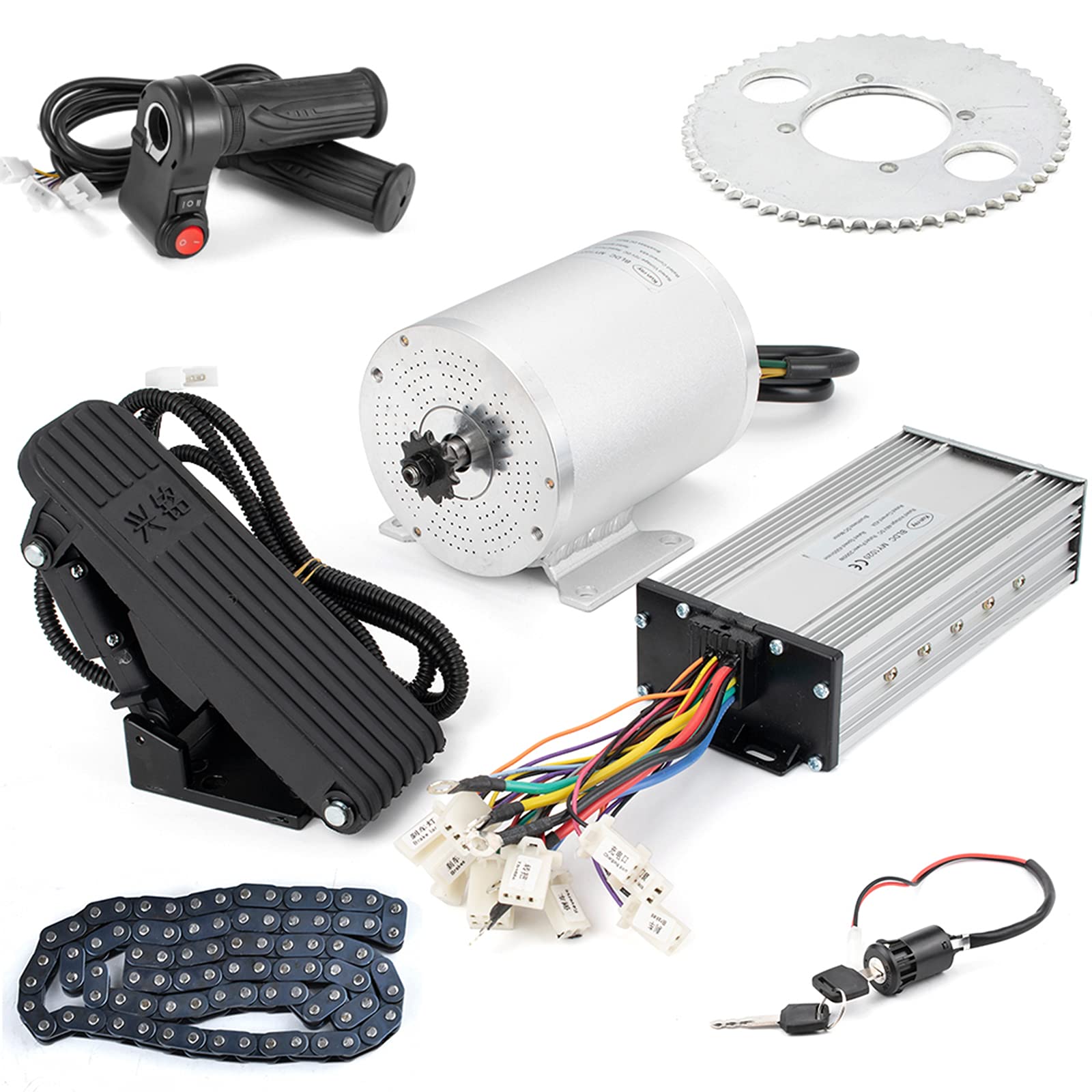 4400RPM 2500W 60V Electric Scooter Motor Brushless DC Motor Kits Electric Gokart Mid Motors with 45A Speed Controller, Throttle, Foot Pedal E-Scooter E-Bike Dirt Bike Motorcycle
