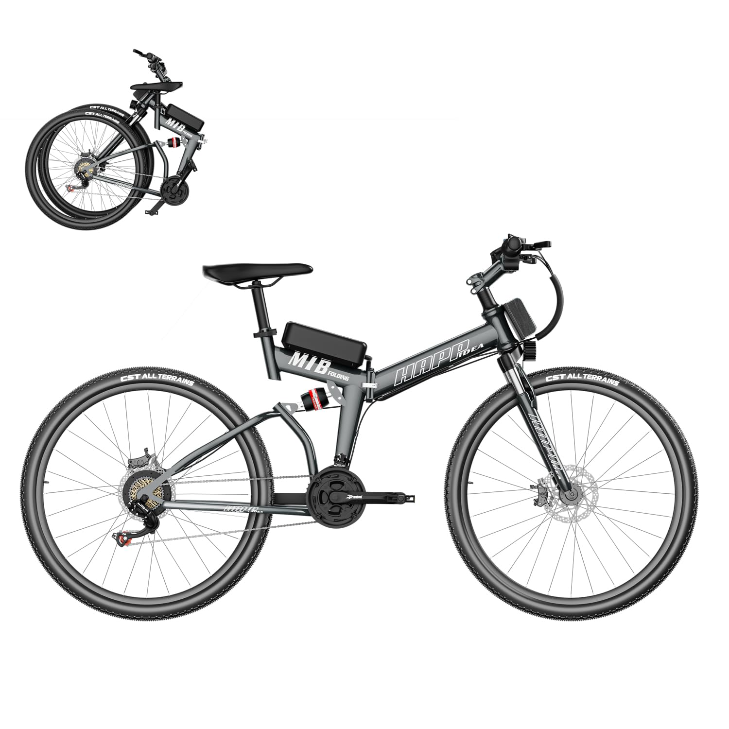 Stopsad 21 Speed Foldable Electric Bike for Adults, 5 Mode/500W Electric Mountain Bike 26'' Ebike, 20MPH Adult Electric Bicycles with 48V Battery, Up to 50 Miles, Dual Shock Absorber(Grey