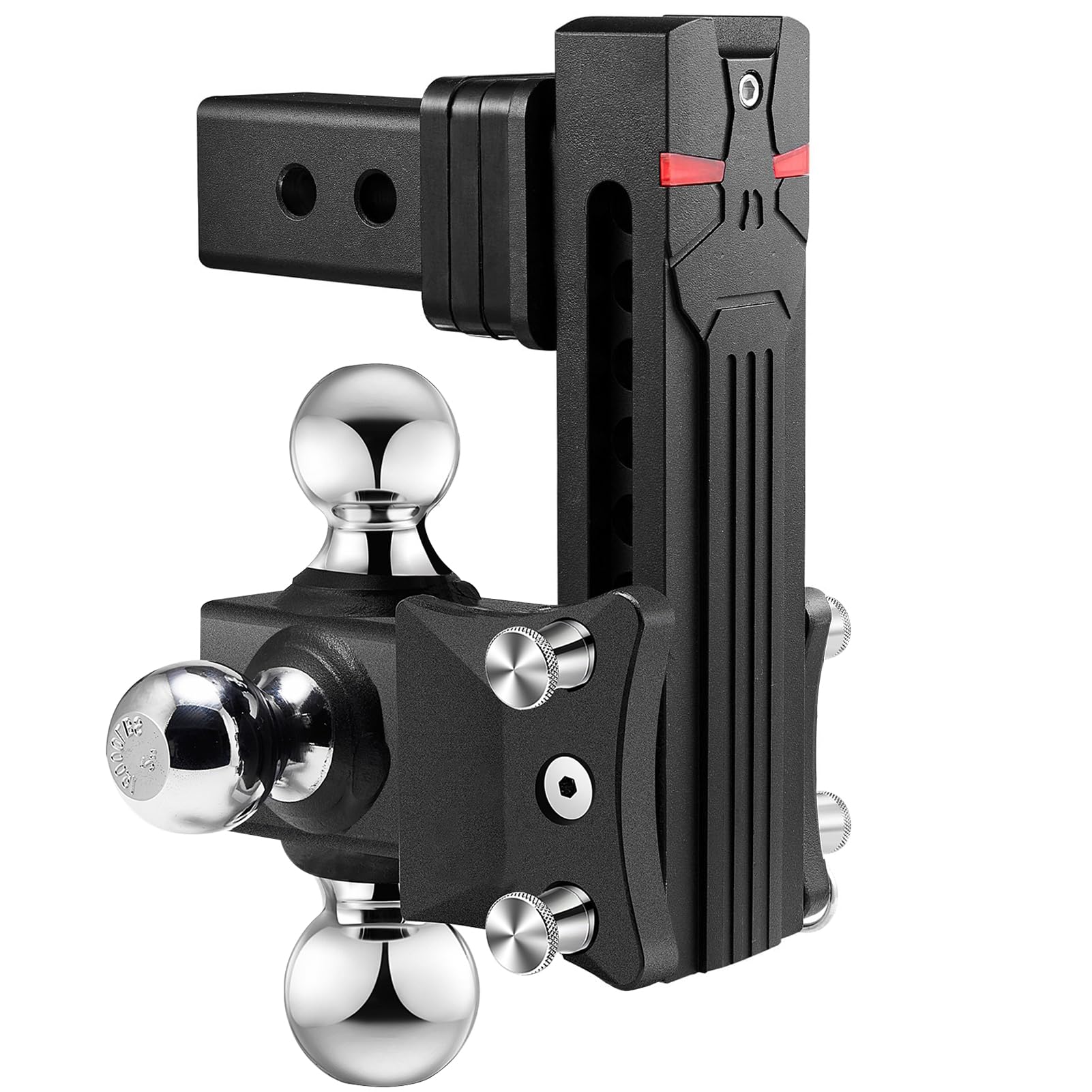 Airbird Anti-Rattle Adjustable Trailer Hitch Ball Mount, 2-Inch Receiver, 7 Inch Drop, 2 and 2-5/16-Inch Balls, 18,000 LBS, Truck Hook Three Balls Mount for Towing RVs and Motorcycles