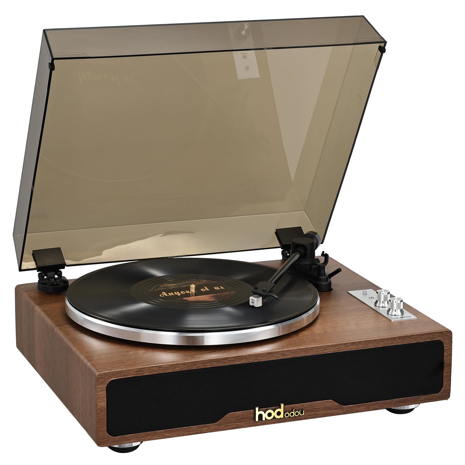 Hododou Vinyl Record Player with Magnetic Cartridge AT-3600L High Fidelity Bluetooth Turntable with Built in Speakers Phono Preamp Belt Auto Stop 33&45 RPM Speed for Vinyl Records Vintage Walnut