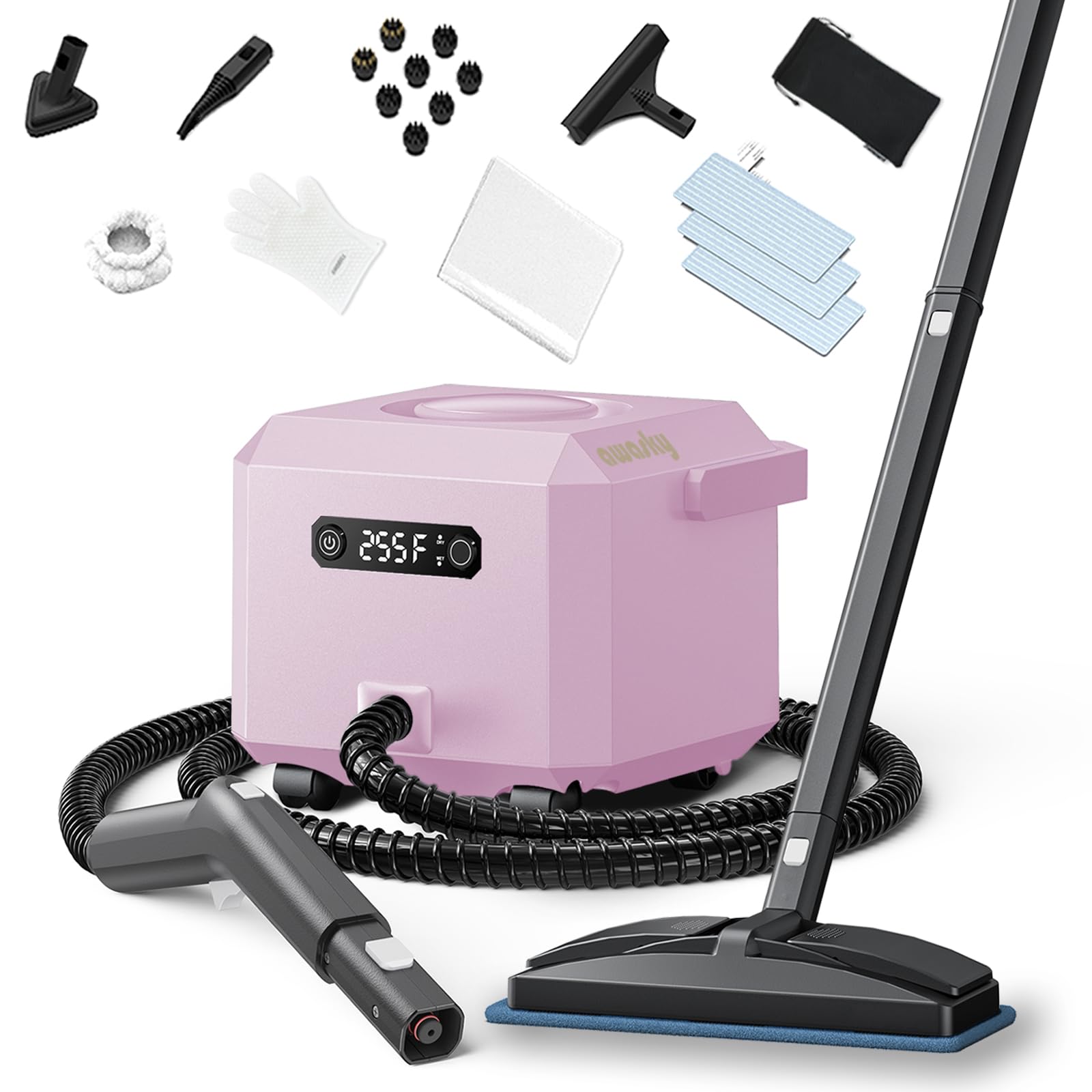 Steam Cleaner: 50s Fast Heat-up Steamer for Home Hardwood Floor Bed Car Detailing Cleaning Pink