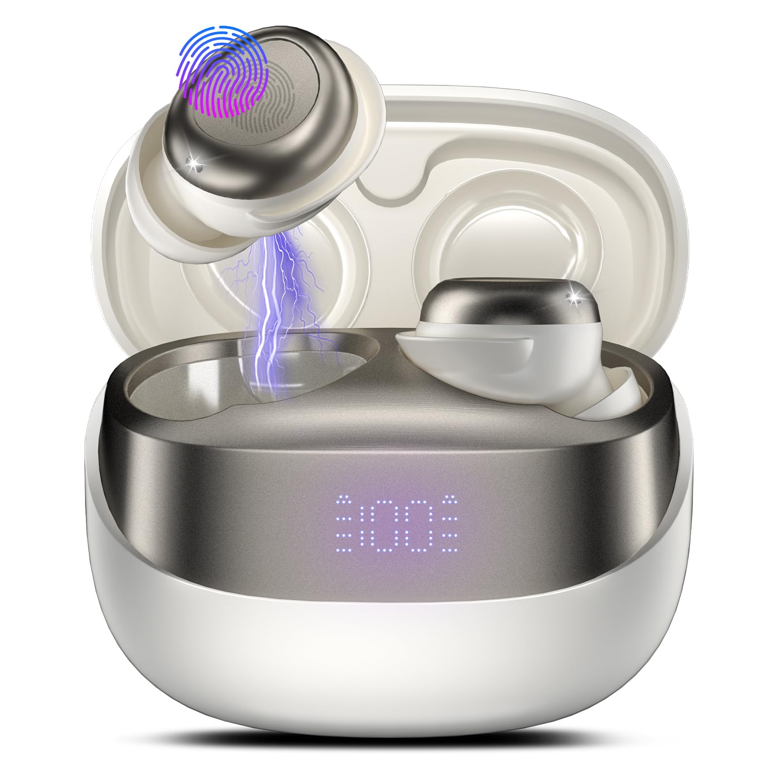 DUSONLAP Sleep Earbuds Bluetooth 5.4 in Ear Light-Weight Headphones, Mini Sleep Headphones Small Design for Side Sleepers, 47H Playtime with Charging Case, Clear Calls Earphones, Warm White
