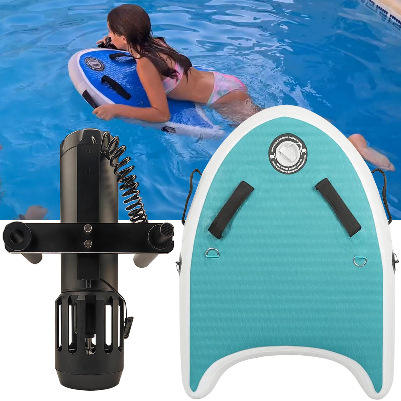 Underwater Scooter with Mini Paddle Board, Thumb Control Sea Scooter with Action Camera Mount, Suitable for Surfing, Scuba Diving & Snorkeling, Portable & Powerful Water Scooter for Both Adults & Kids