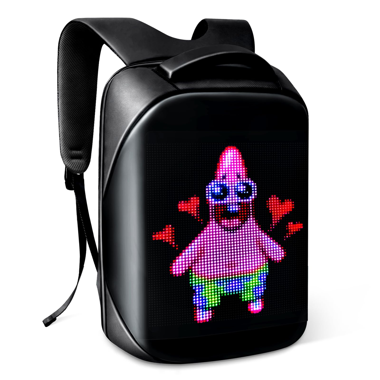 Tesinll Laptop Backpack with LED Display, DIY Fashion Backpack, Waterproof Shoulder Travel Backpack, Gift for Men Women Fits 15.6 Inch Laptop (Black)