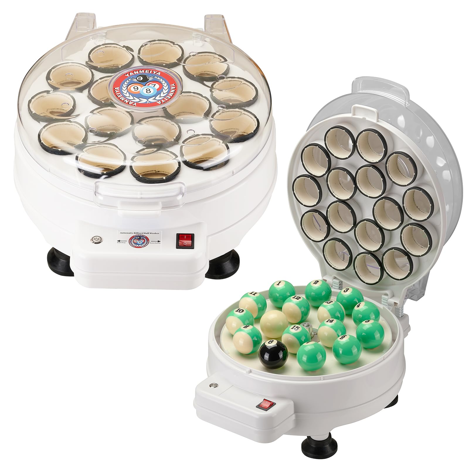 YANMEIYA Pool Ball Cleaner Machine Automatic Pool Ball Polisher Electronic Pool Ball Polishing and Cleaning Machine for 16 Billiard and Snooker Balls (16 Balls)