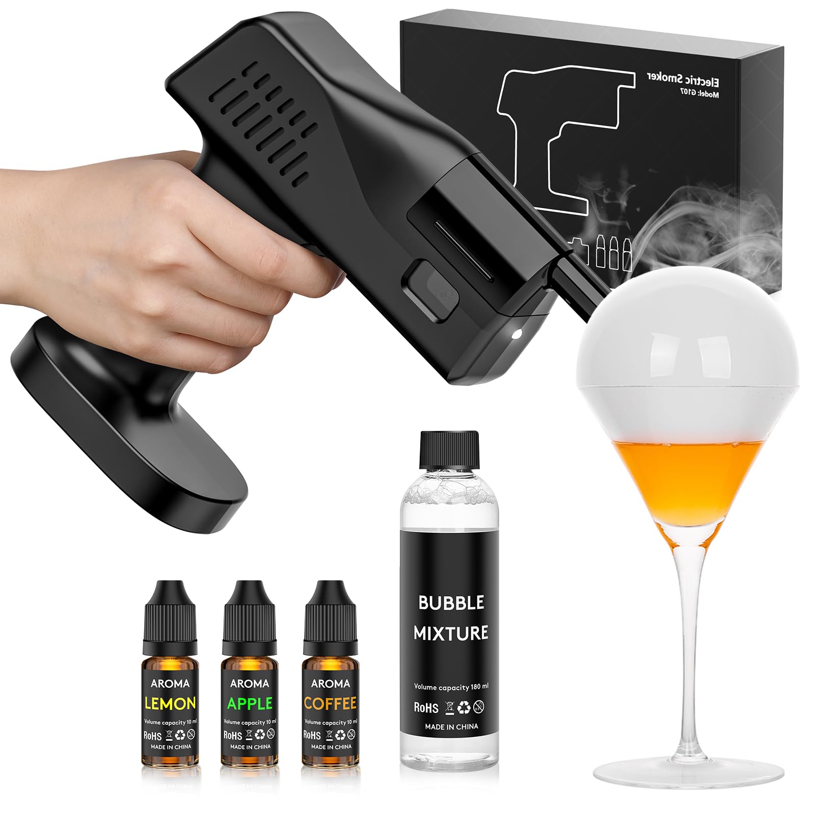 RAYBYLAND Electric Smoker Gun for Cooking, 5000mAh Rechargeable Battery, One Button Operation, Suitable for Indoor and Outdoor Barbecue and Bar Cocktails, Whiskey