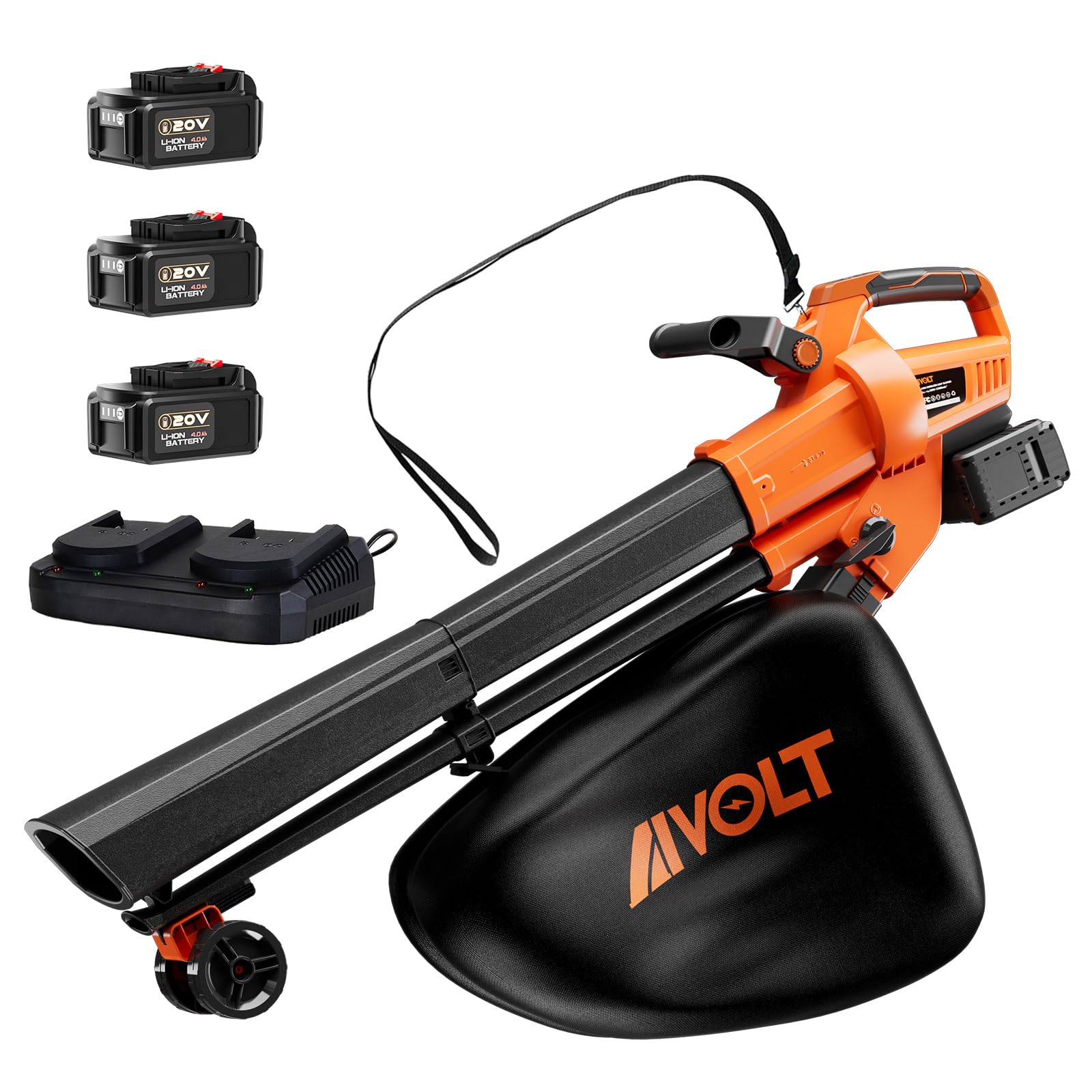 AIVOLT Cordless Leaf Blower Vacuum Mulcher with 3pcs*4.0Ah Battery Backup and Charger Included