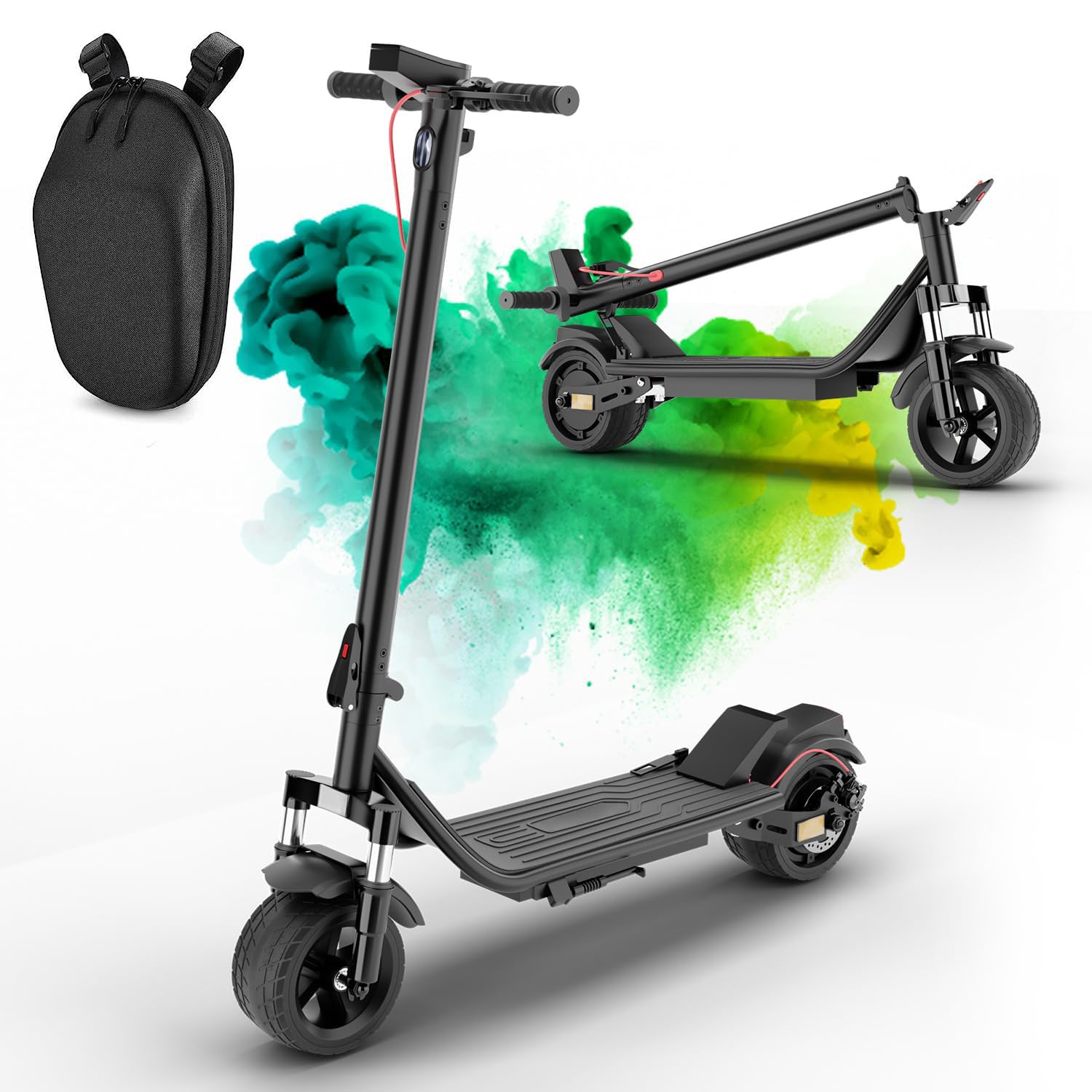ES01 Electric Scooter for Adults, 500W Brushless Motor, 25MPH & 28-Mile Range, 9" Puncture-Resistant Solid Tires, Dual Disc Brake, Smart LCD Display, US Stock