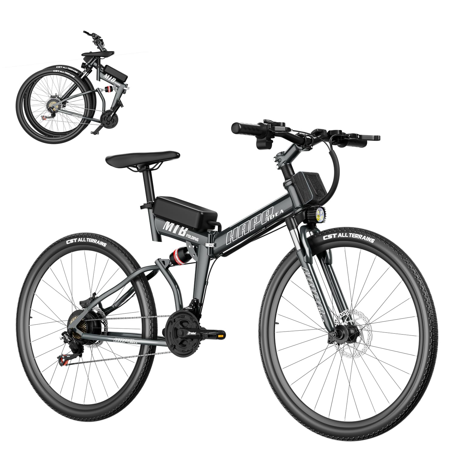 Stopsad Foldable Electric Bike, 500W&5 Mode Electric Mountain Bike with 26'' Wheel, 21 Speed&Dual Shock Absorber E-Bike, Electric Bicycles with 48V Removable Battery, Up to 50 Miles Range