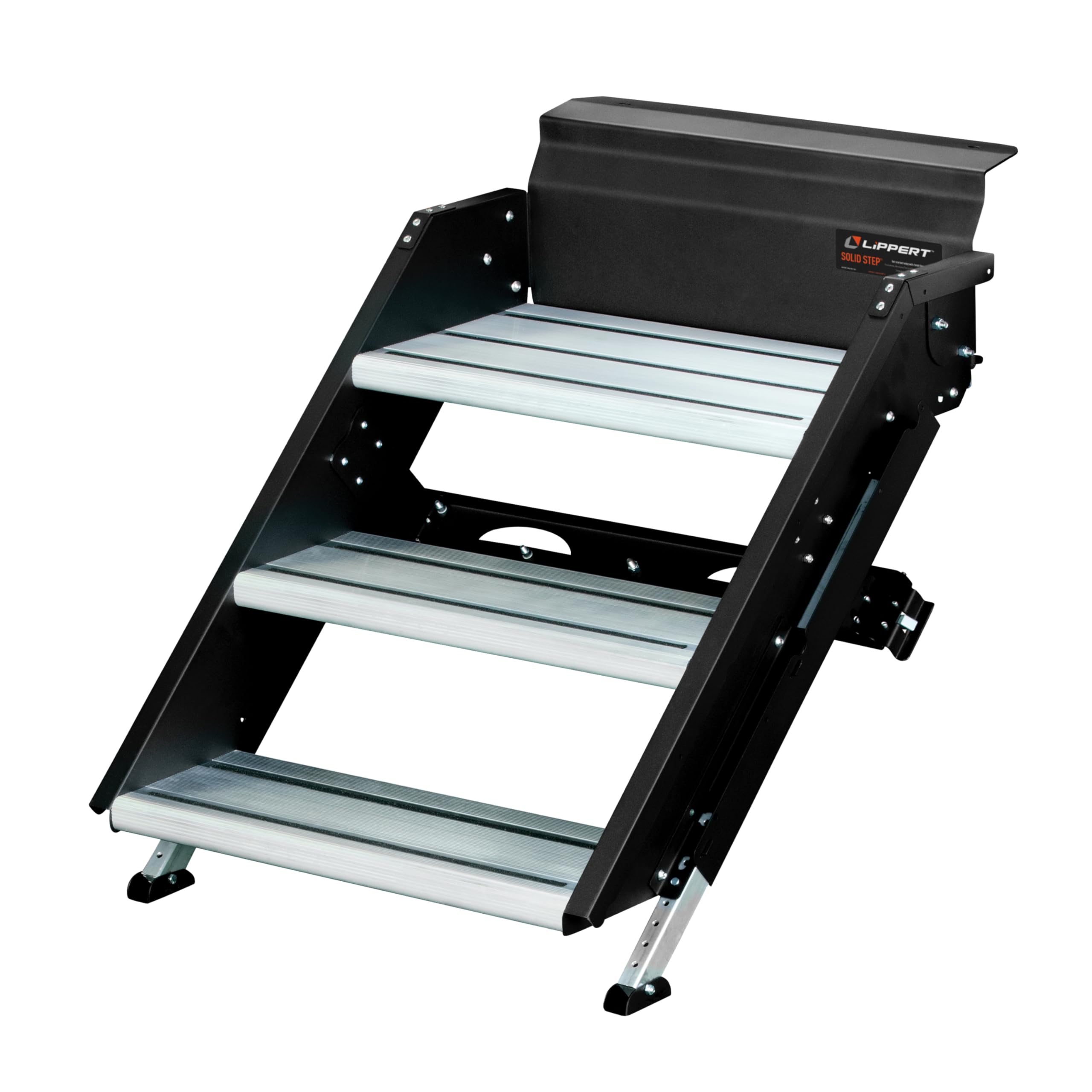 Lippert Components - 791572 Solid Step Triple Step for RV and Travel Trailer Entry Doorway Black 26-inch